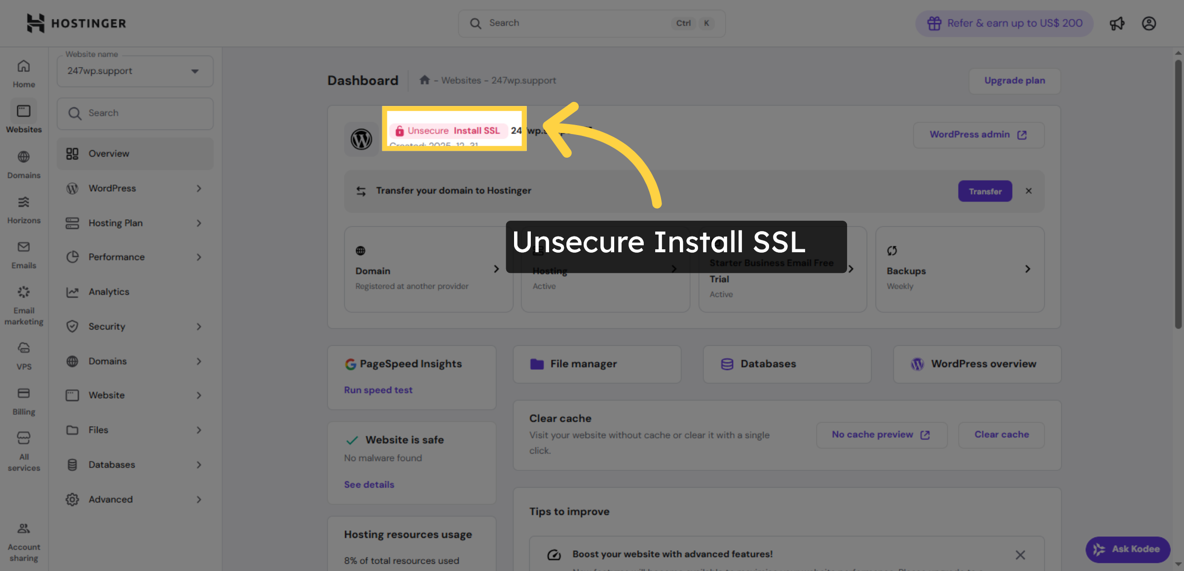 Unsecure SSL Installation