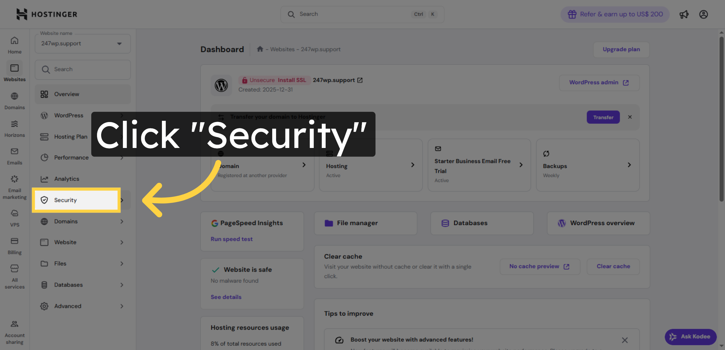 Navigate To Security Settings