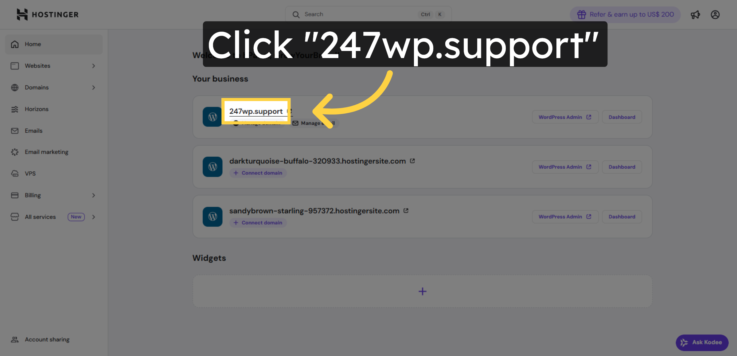 Access Hostinger Account