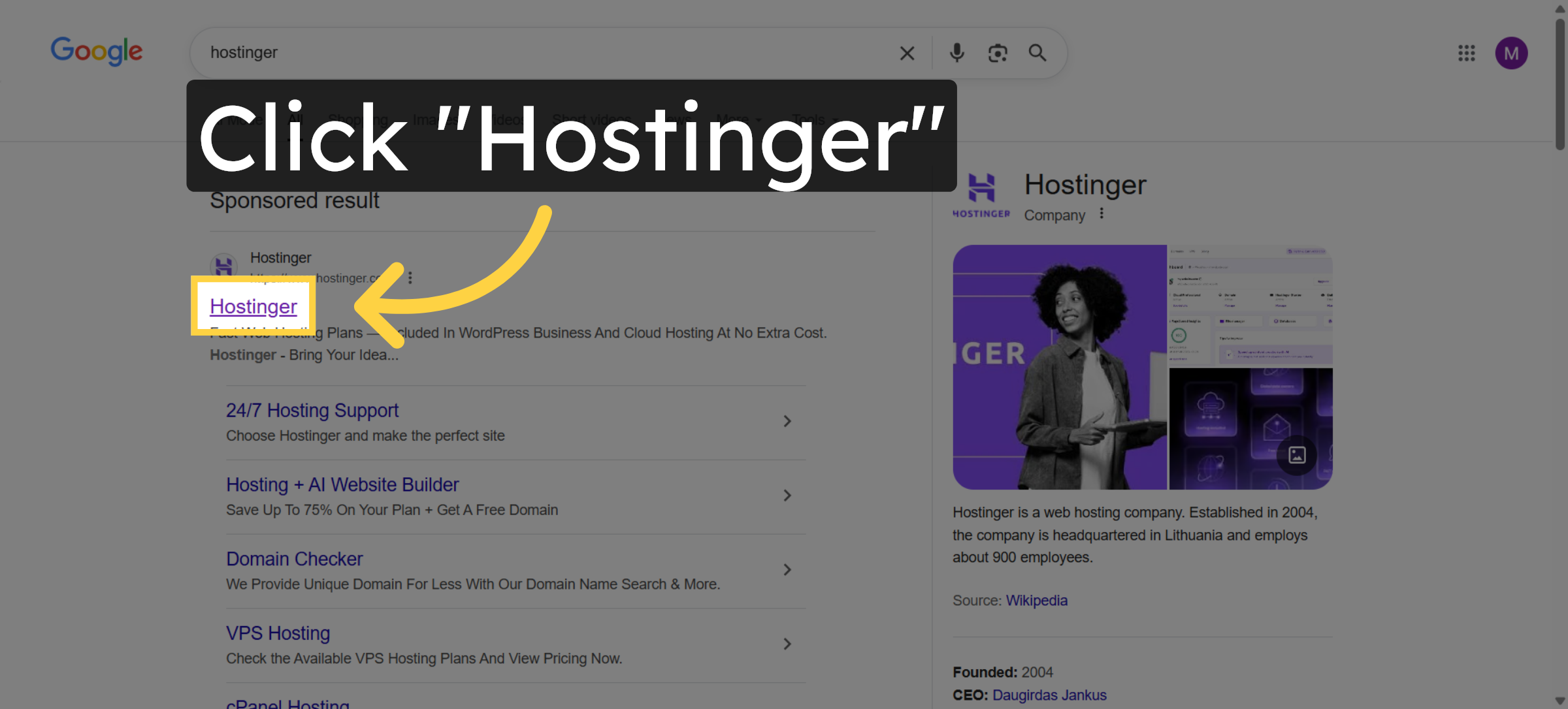 Click Hostinger Link
