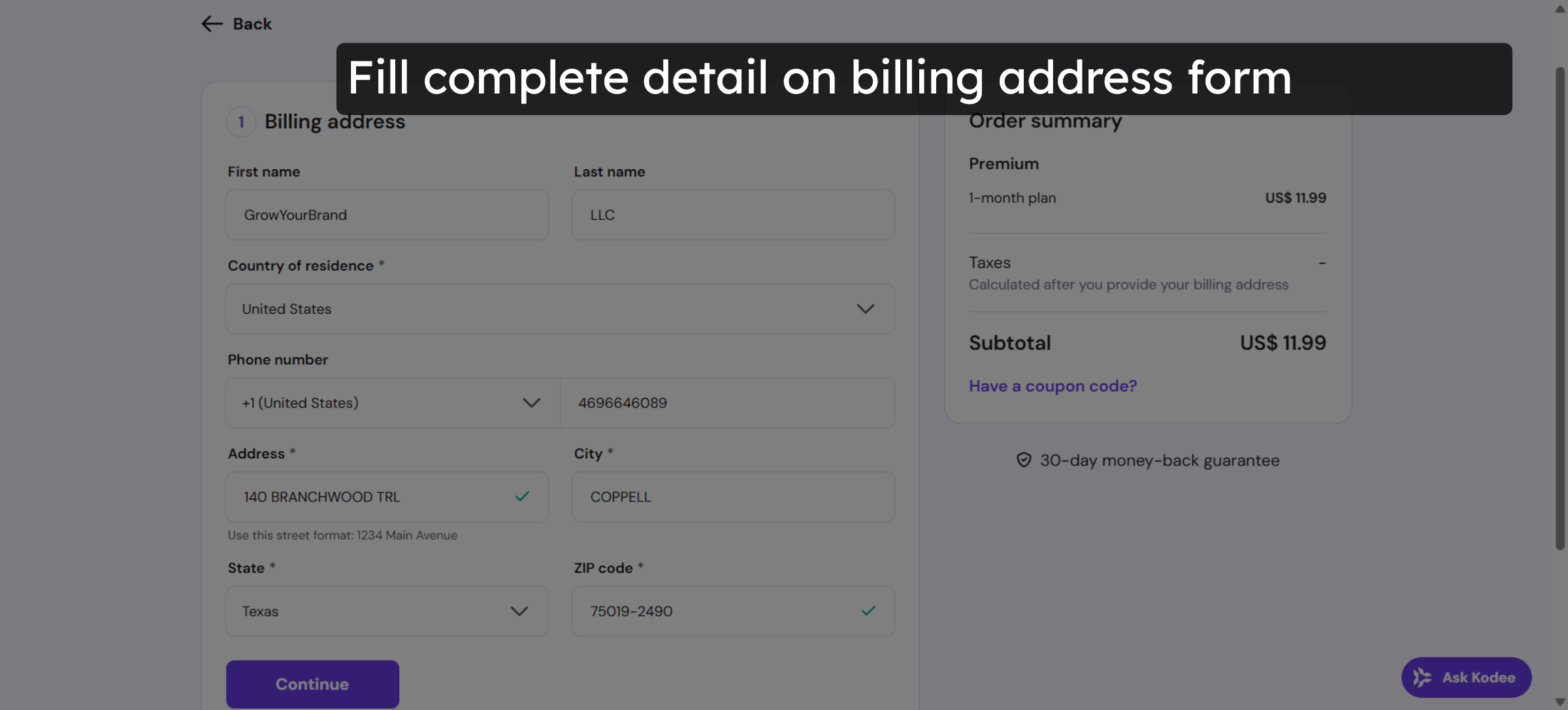 Review Order Summary