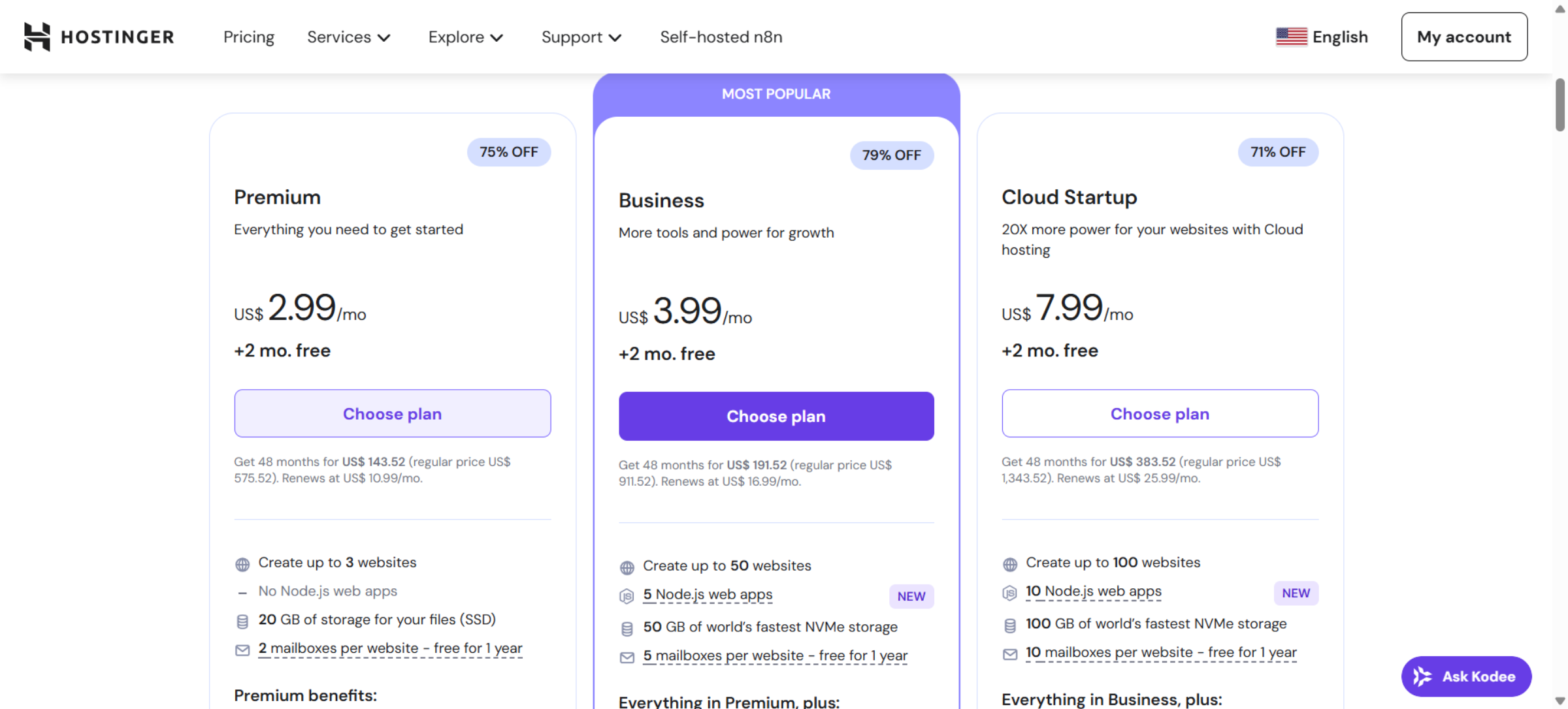 Navigate to Hostinger Website