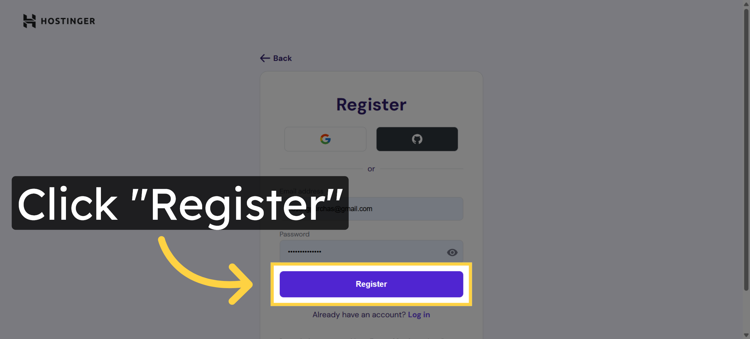 Click Register Button