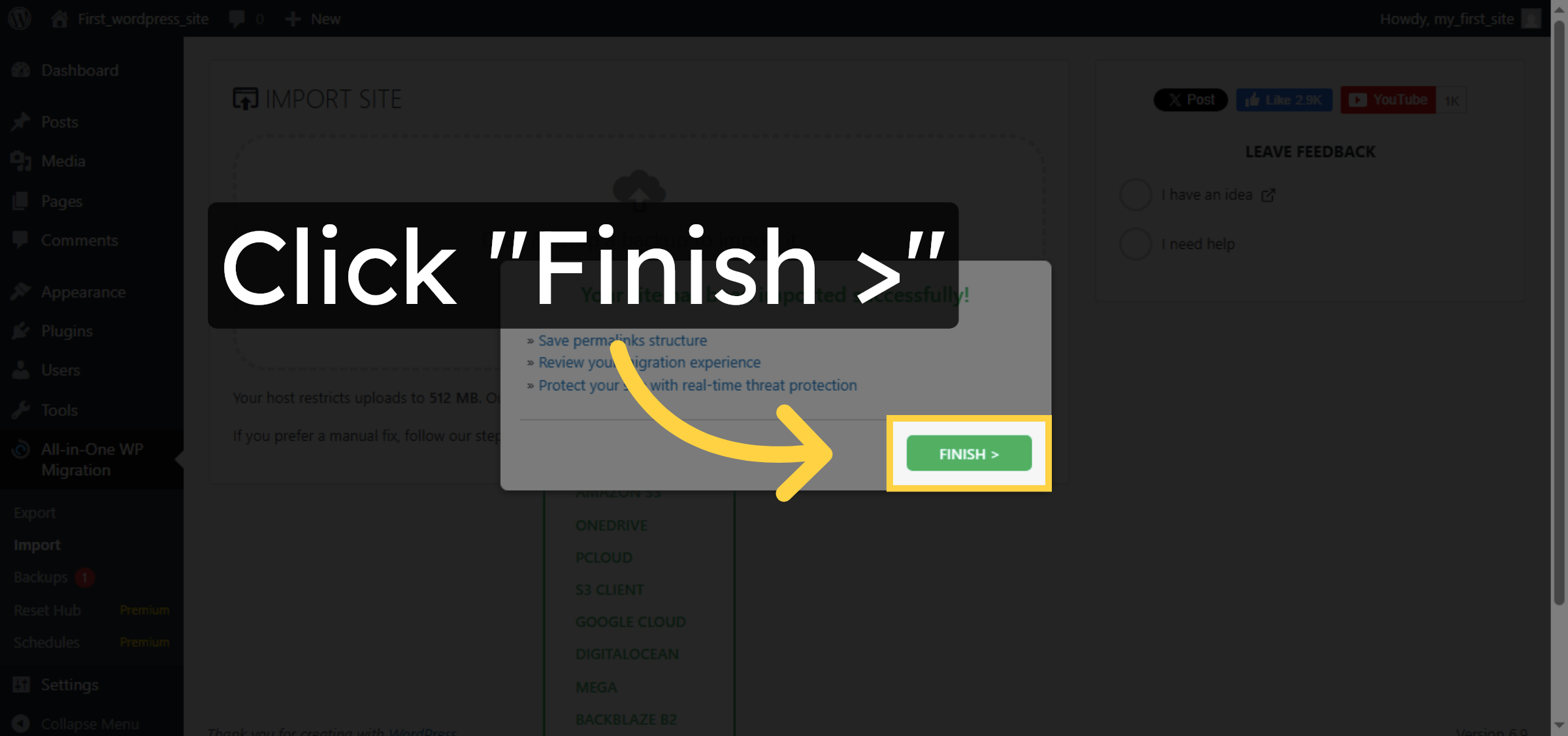 Finish Import Process