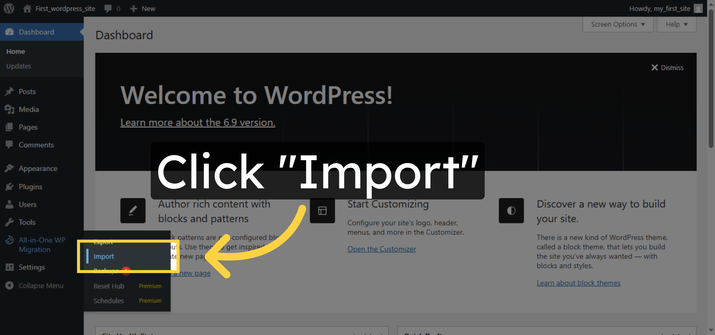 Click Import Option