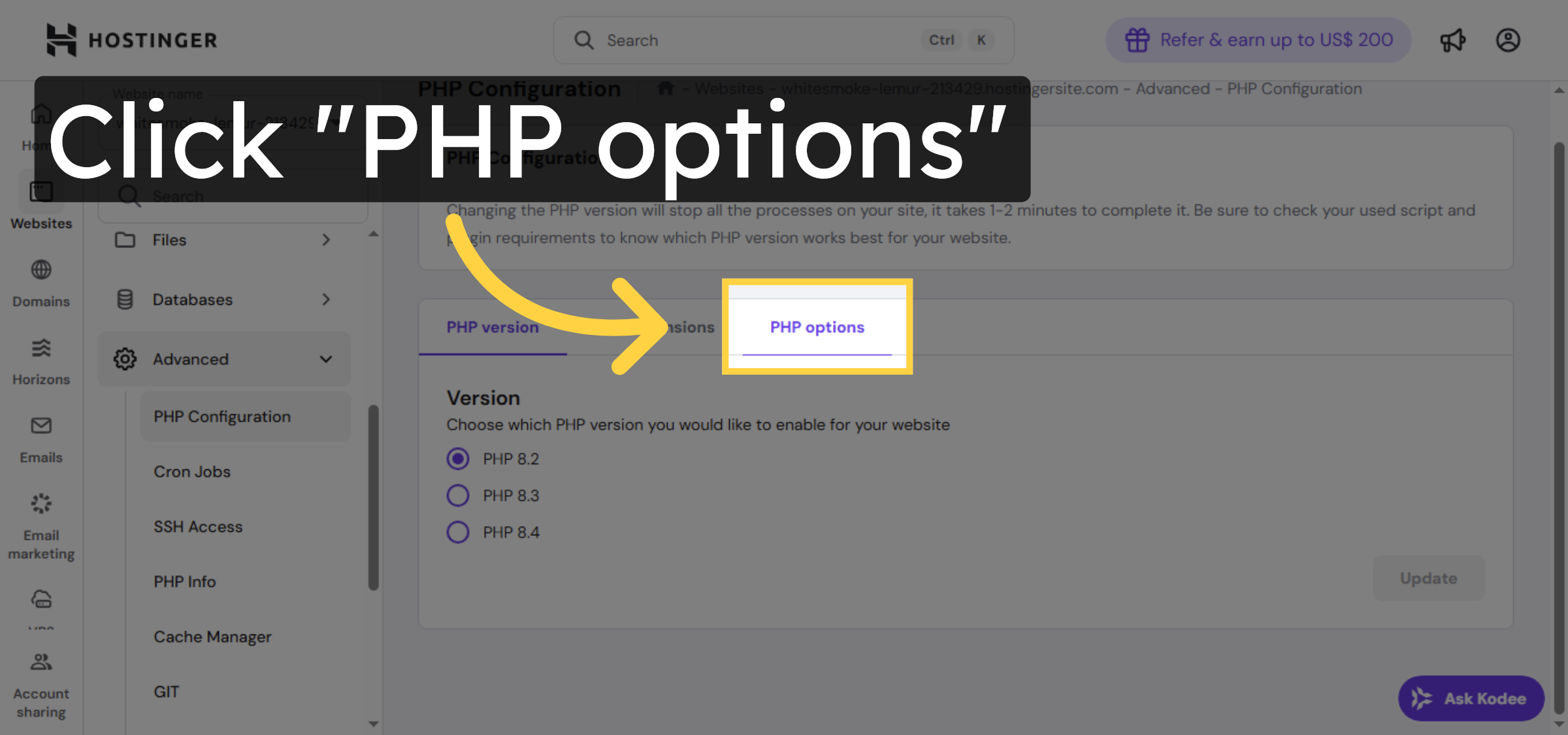 Select PHP Options