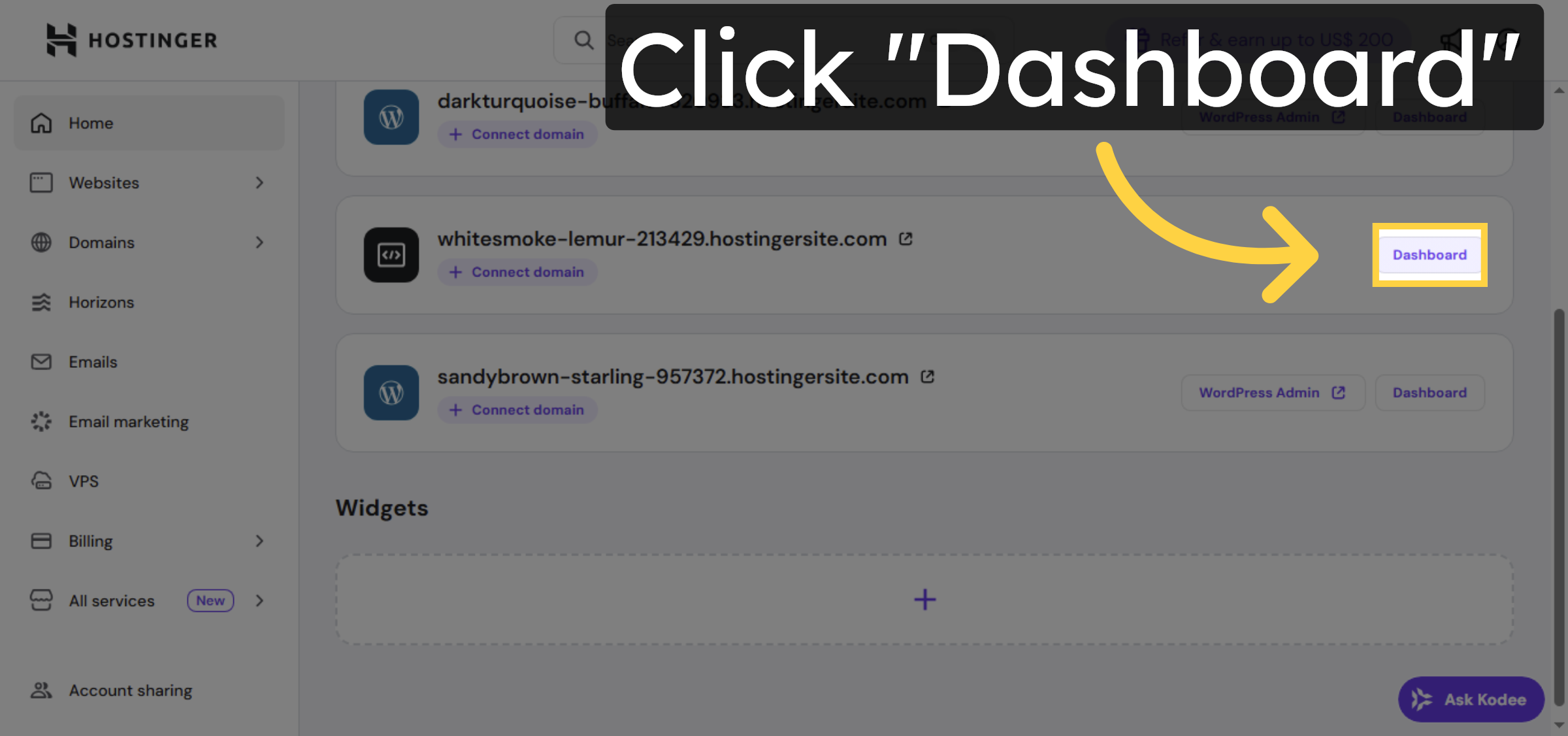 Navigate to Dashboard
