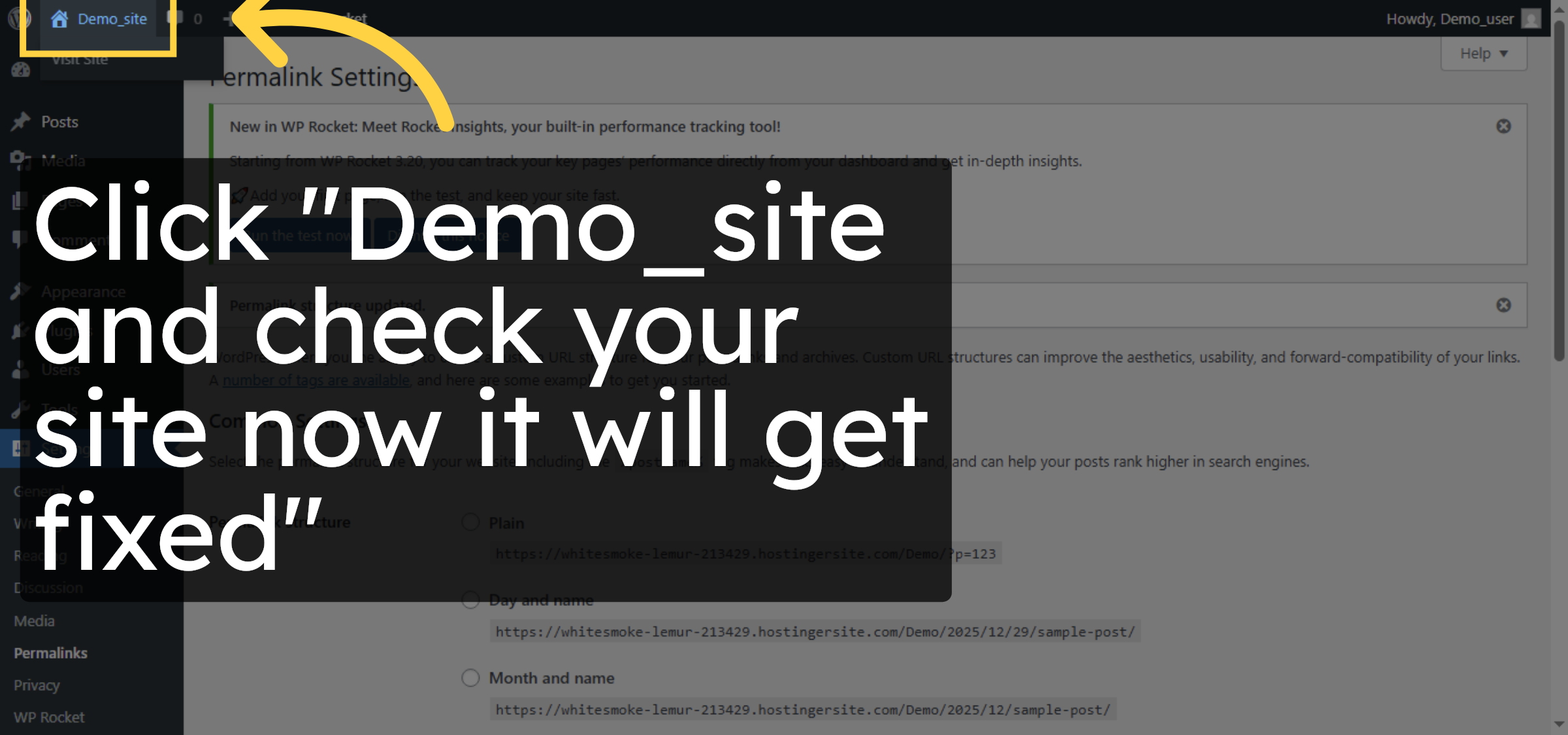 Return to Site Dashboard