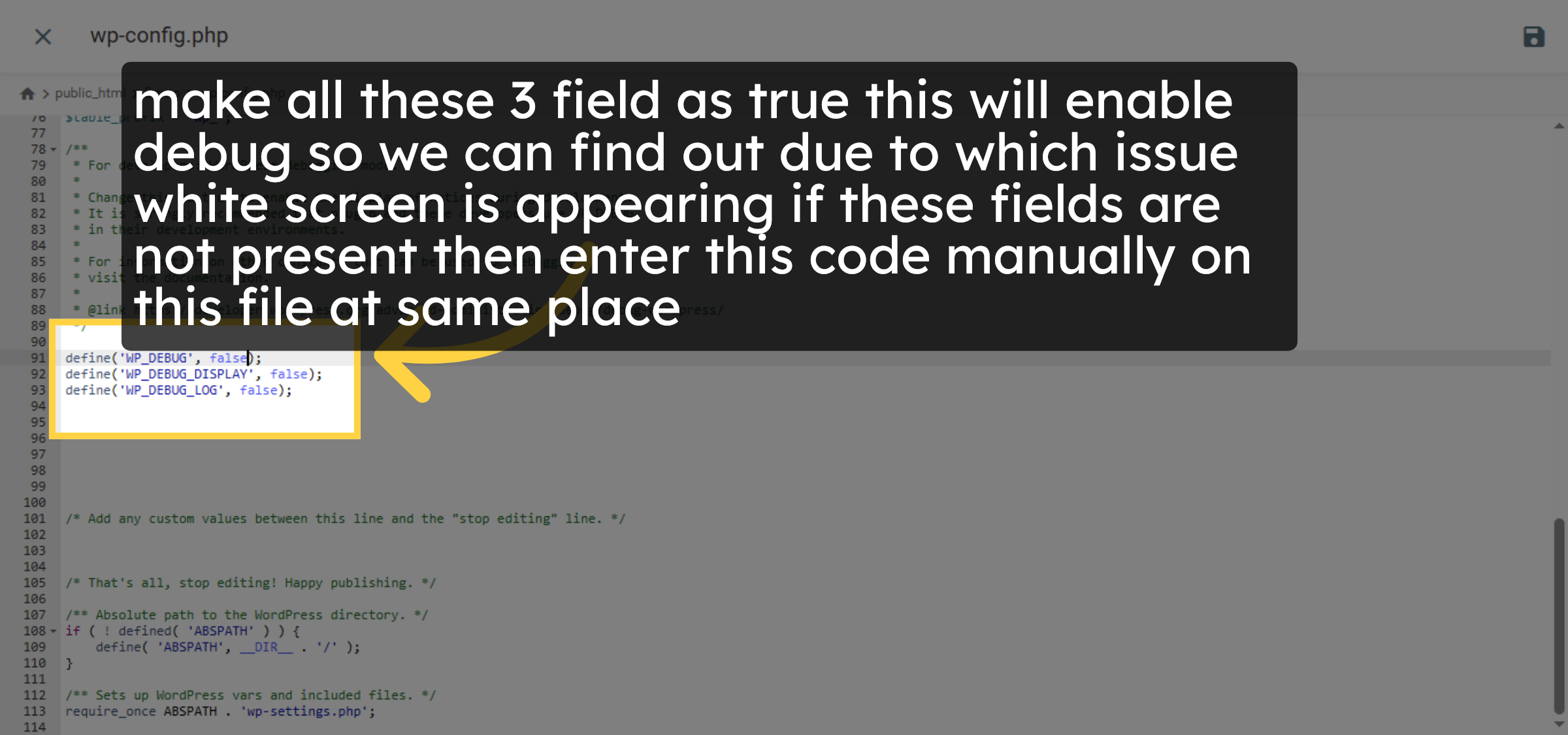 Locate Debugging Section