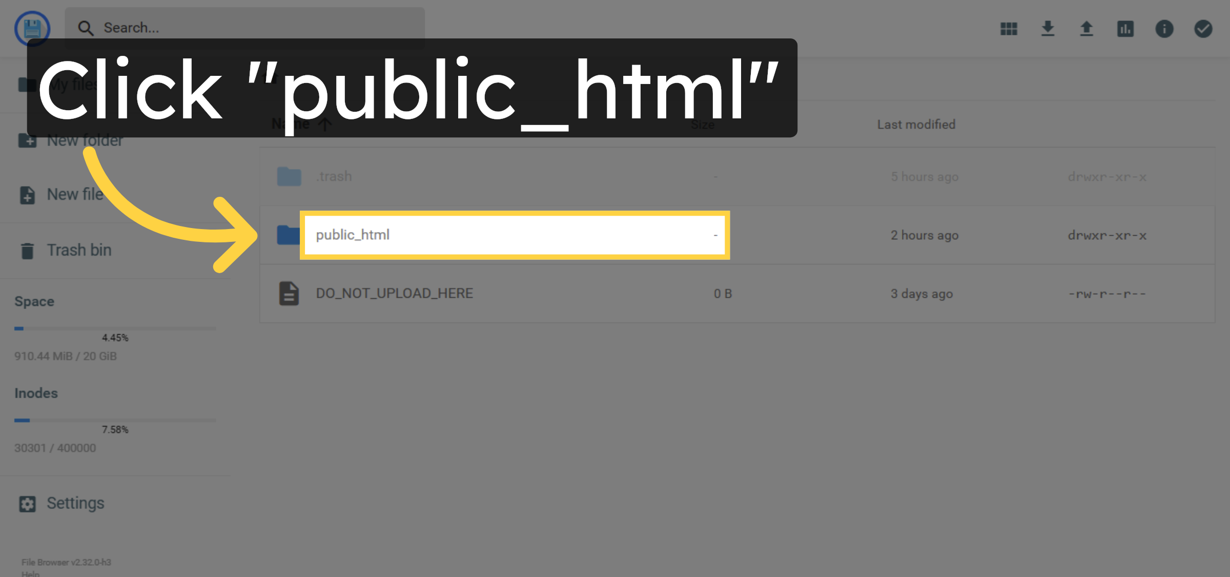 Open Public HTML Folder