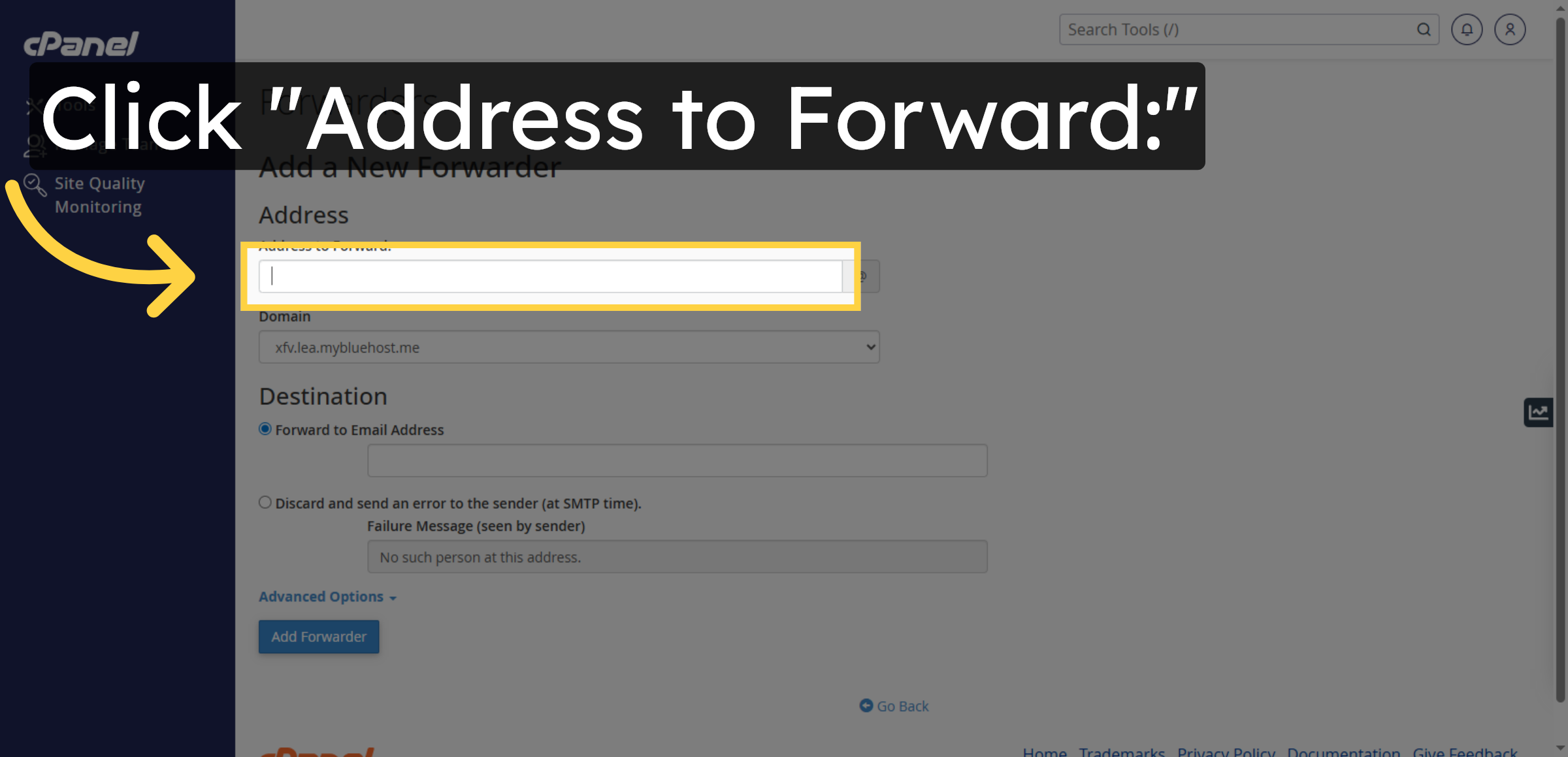 Select Forwarding Address