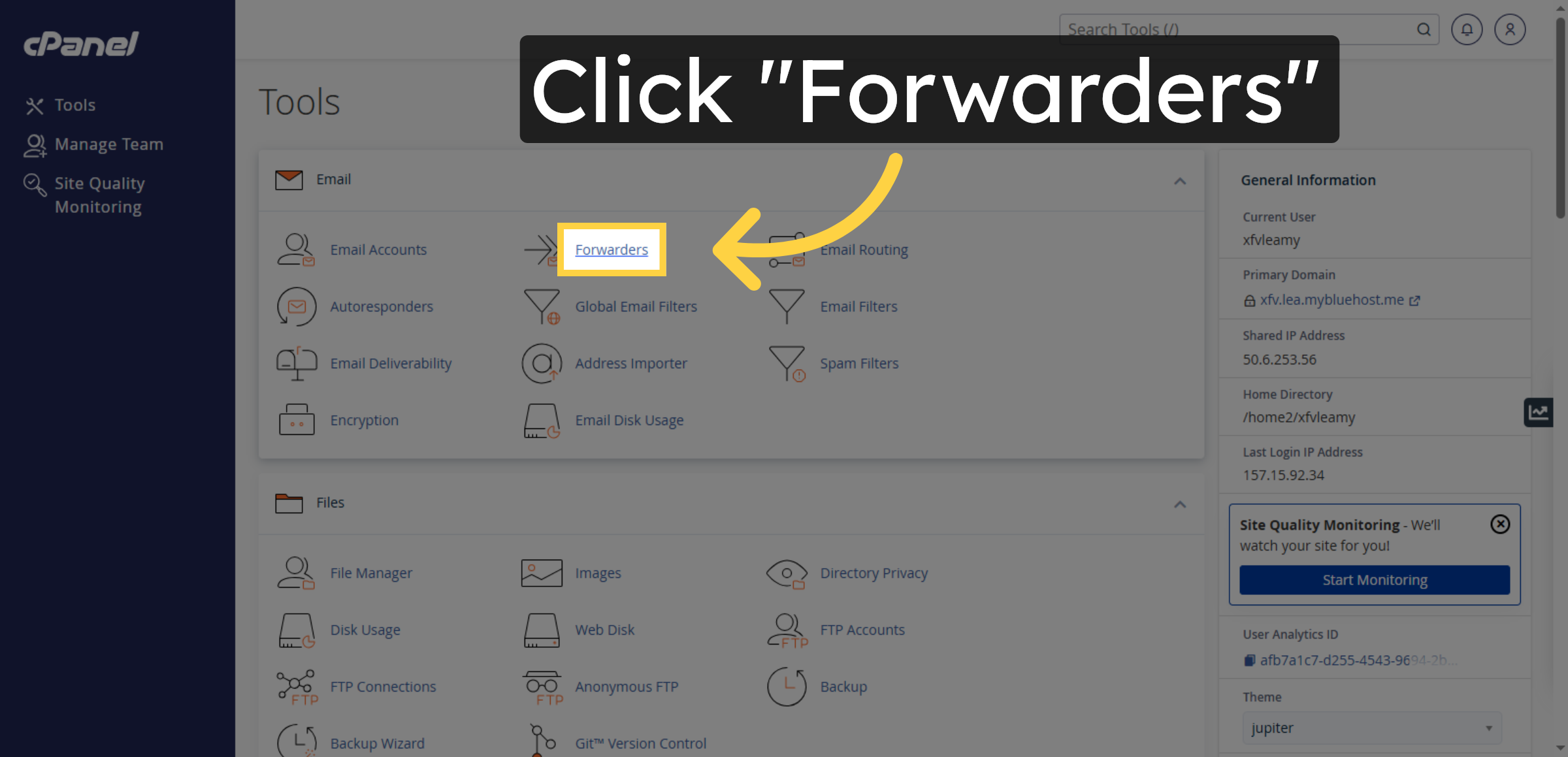 Open Forwarders Section