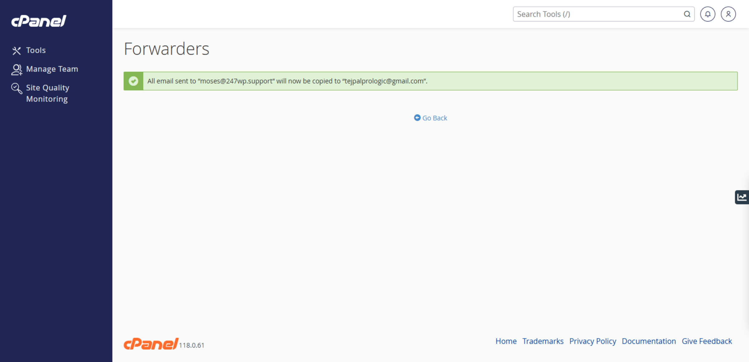 Email Forwarding Enabled