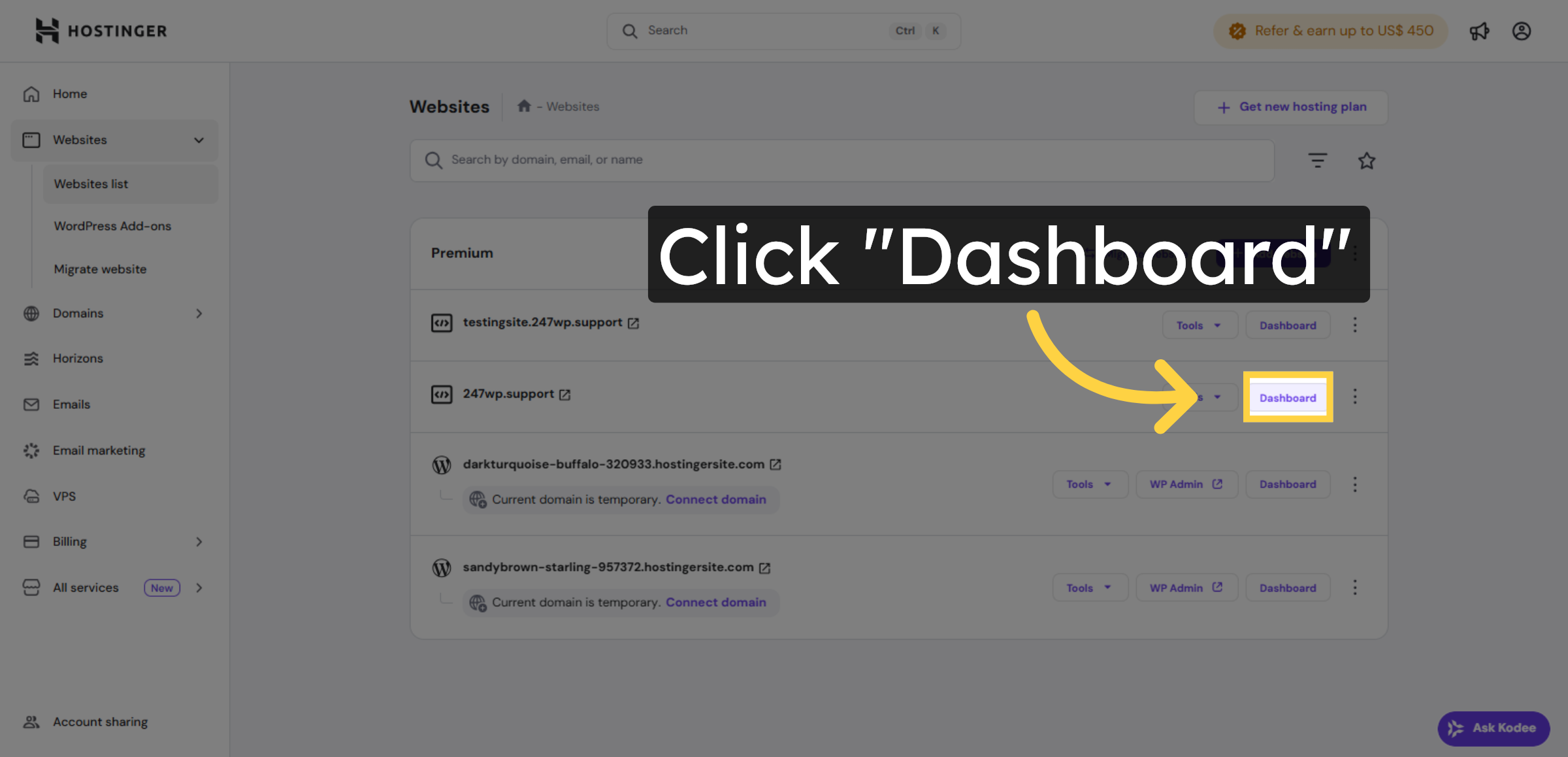 Open Website Dashboard