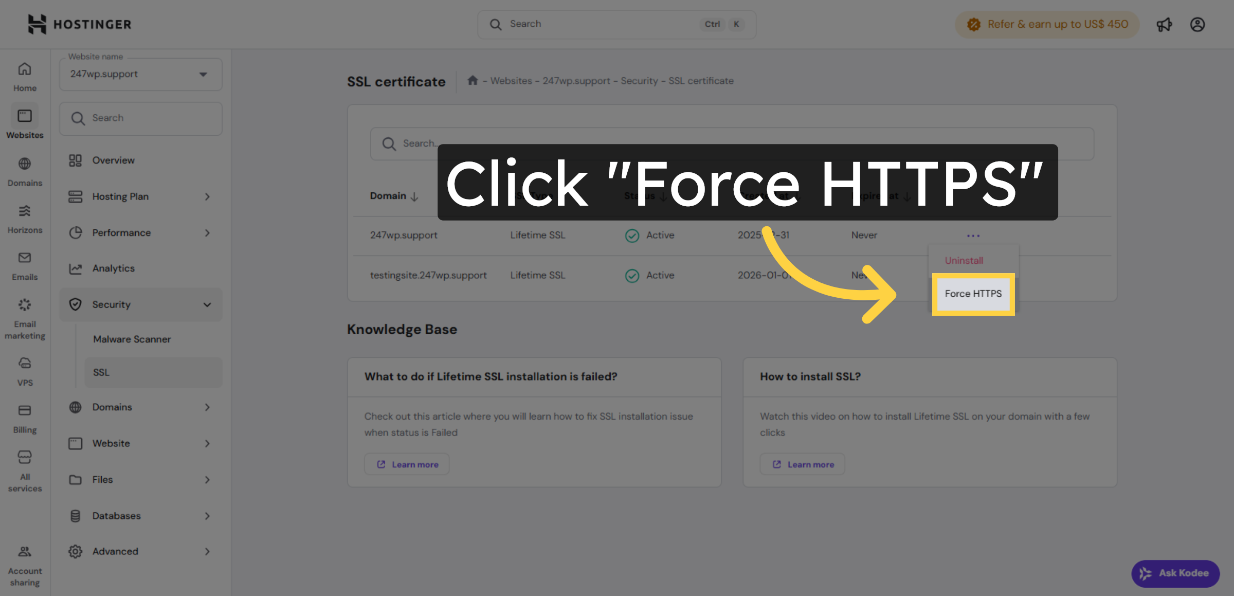 Enable Force HTTPS