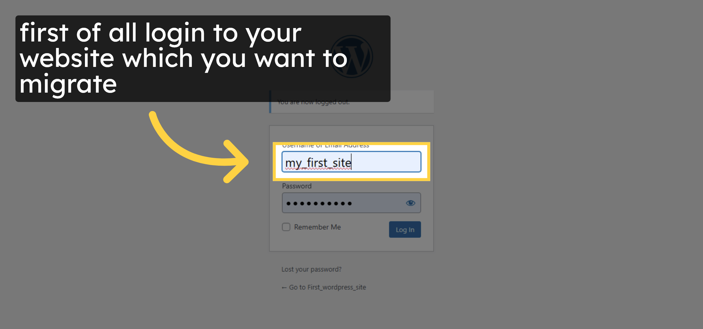Login to your website.