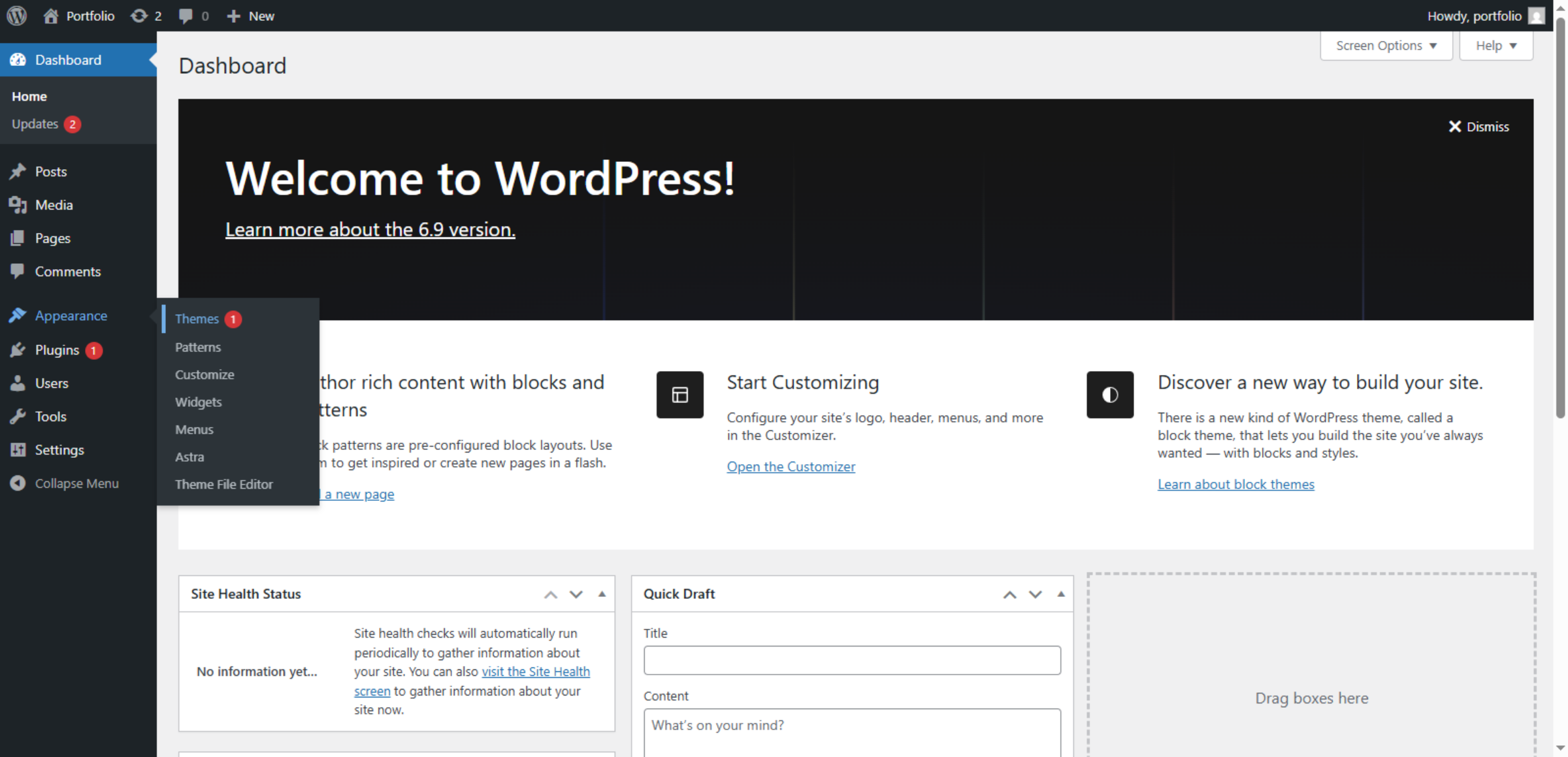 Return to Site for Updating Theme