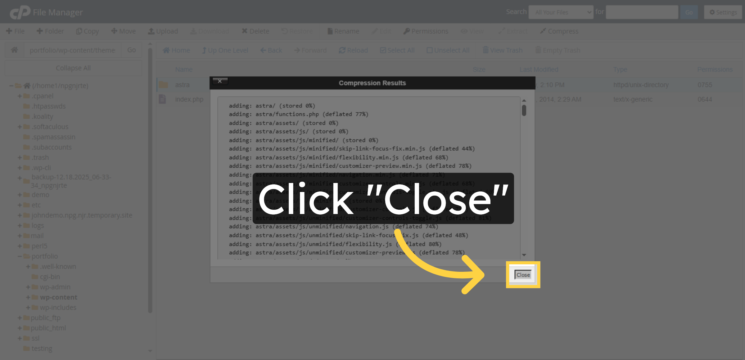 Close Compression Dialog