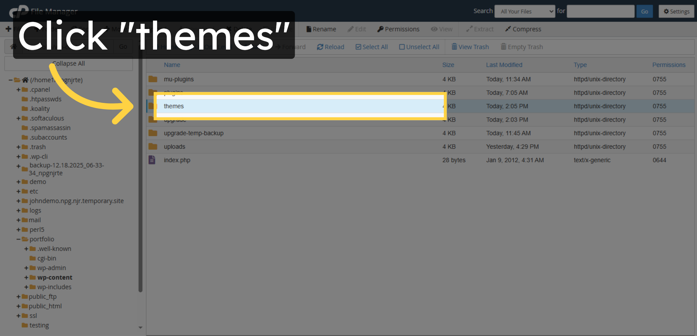 Open Themes Folder Again
