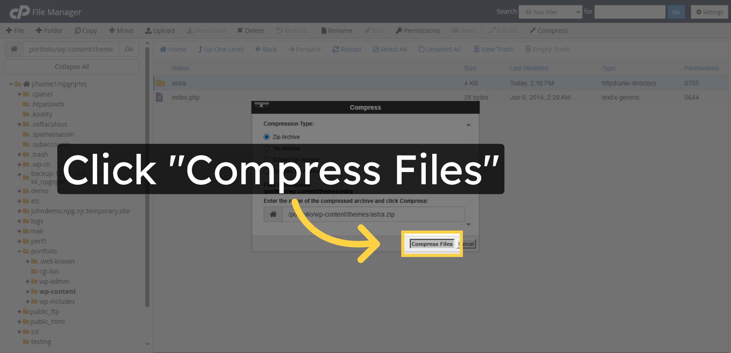Start compressing files into a ZIP archive.