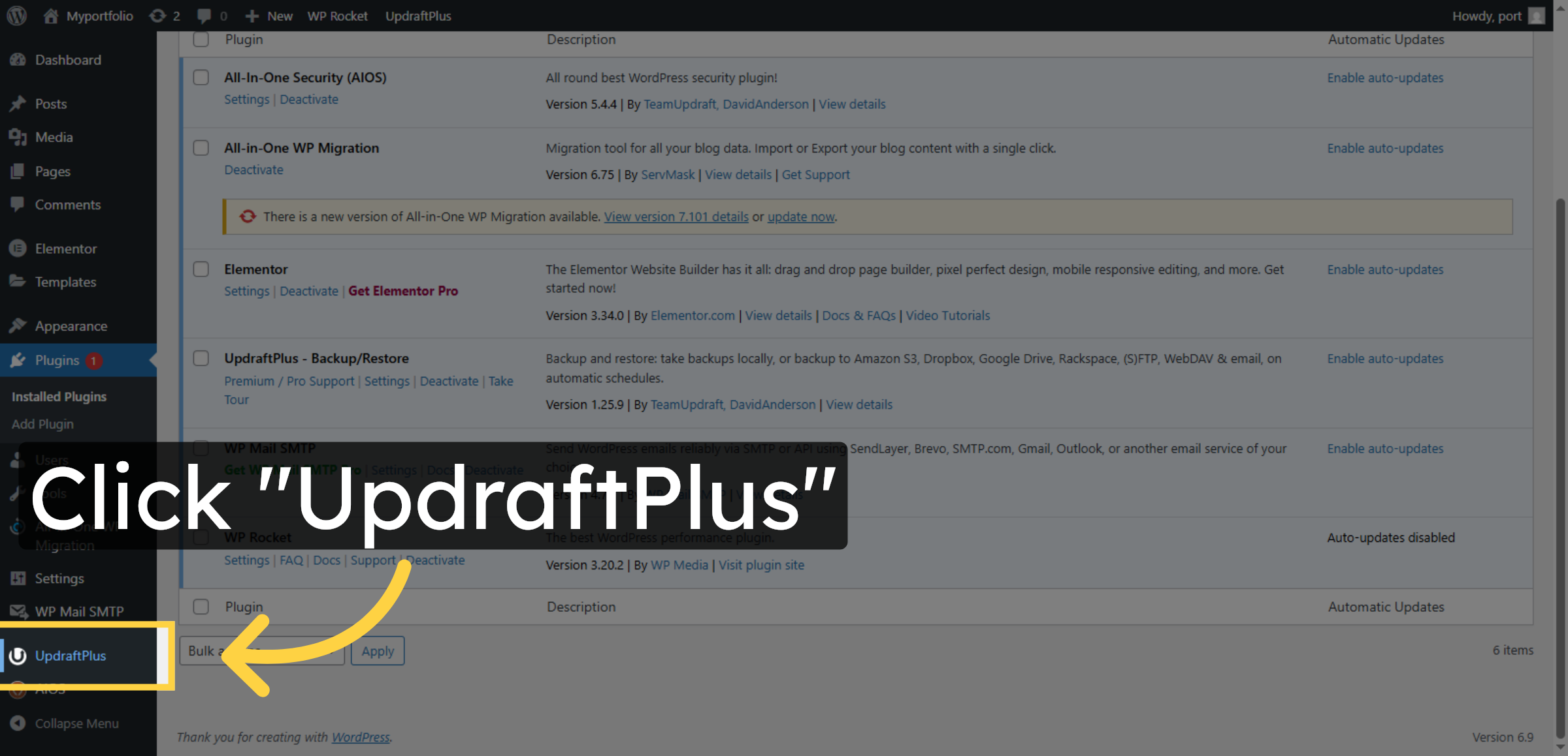 Open UpdraftPlus Settings