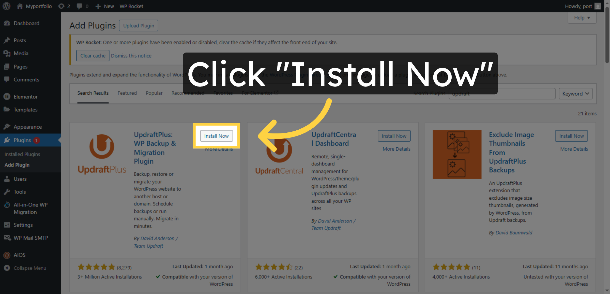 Install UpdraftPlus Plugin