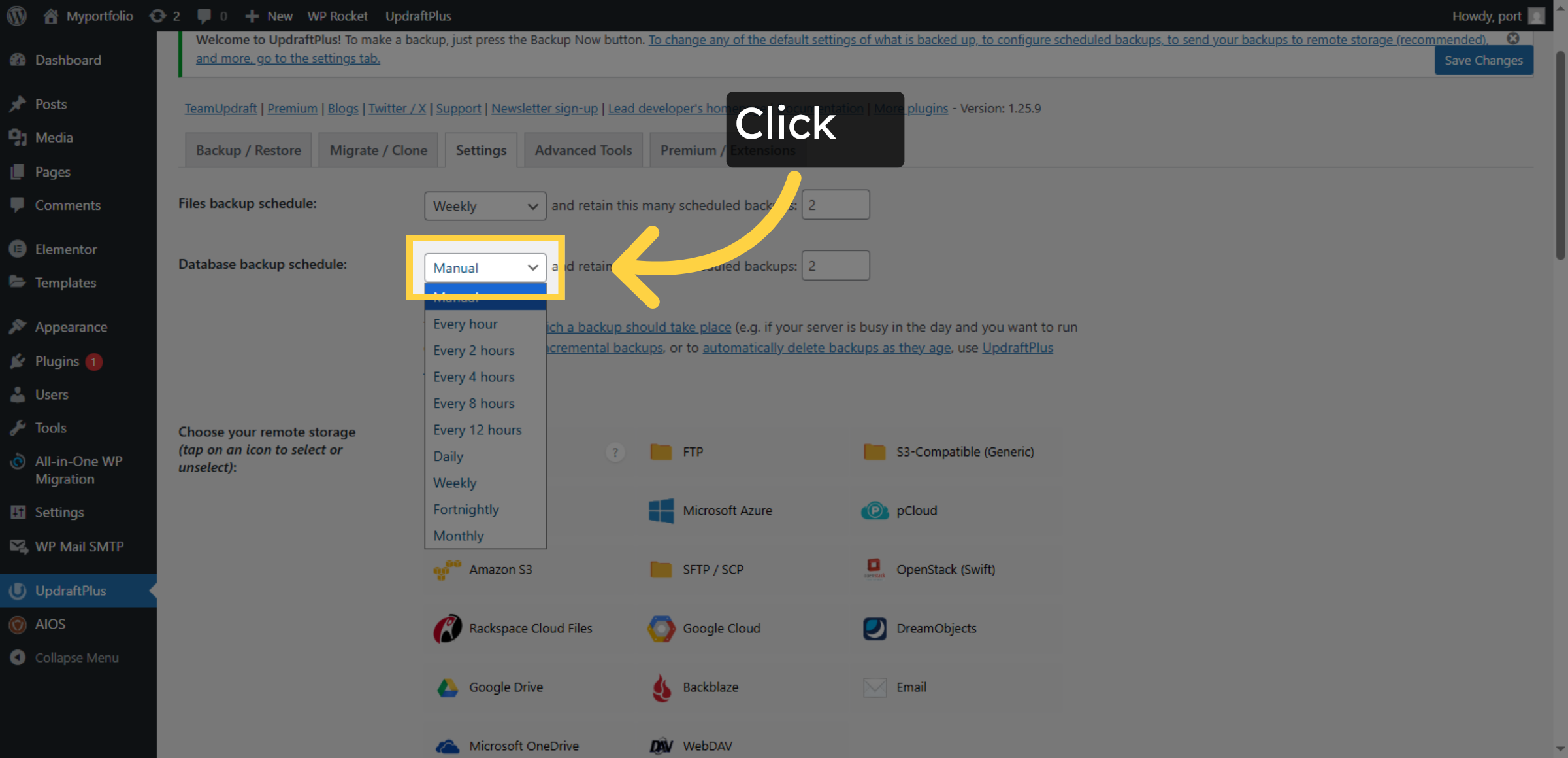 Open Database Backup Schedule