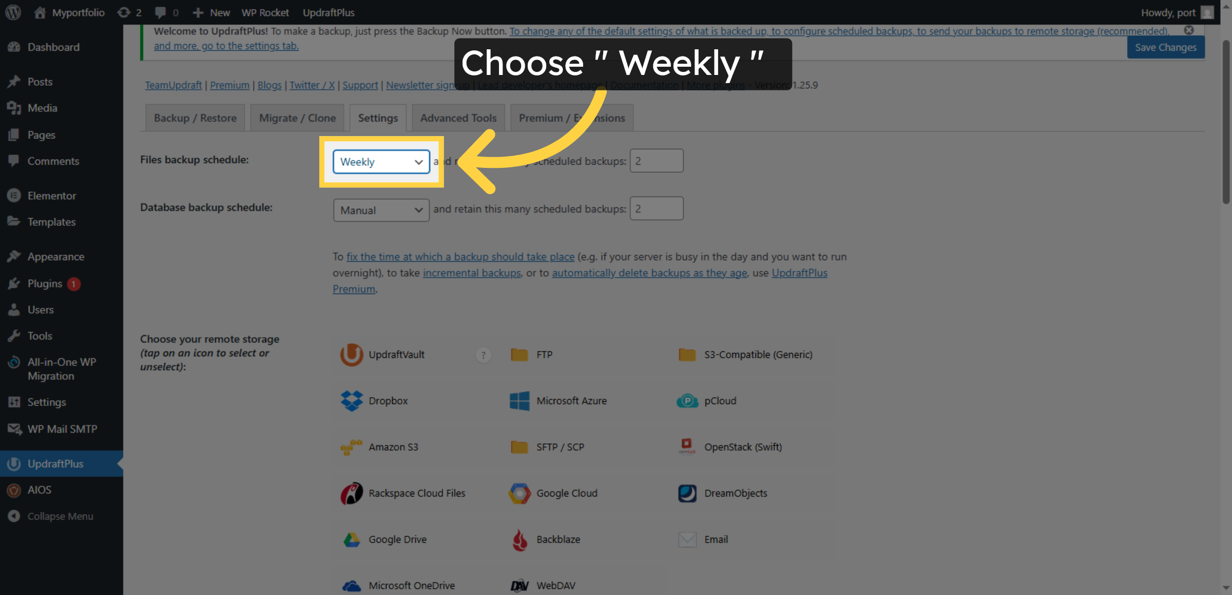 Select Backup Frequency