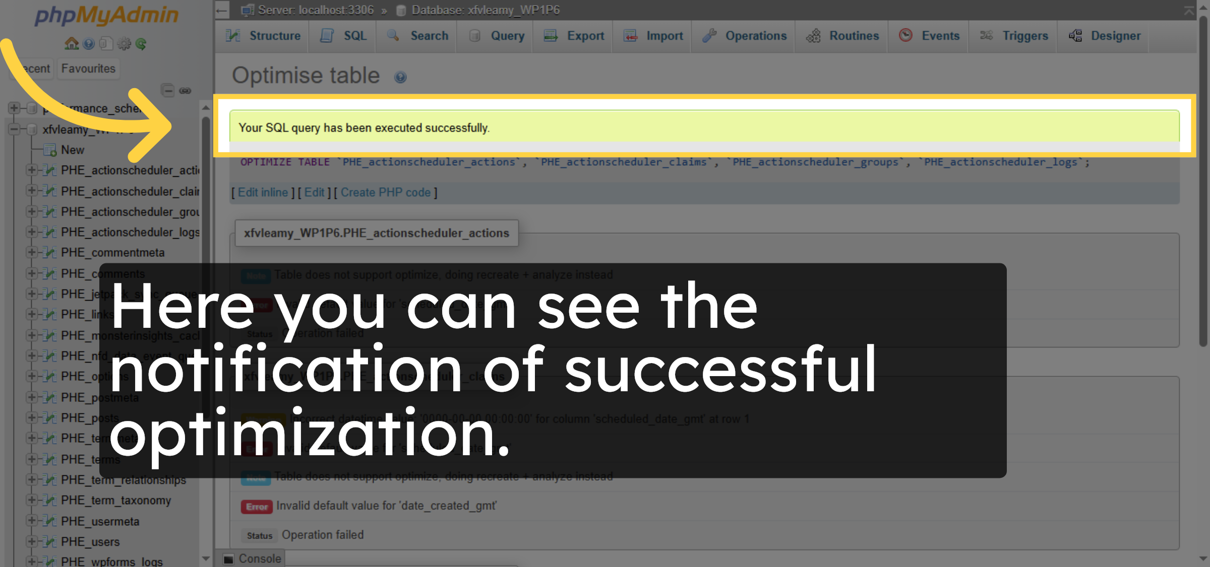 Verify optimization.