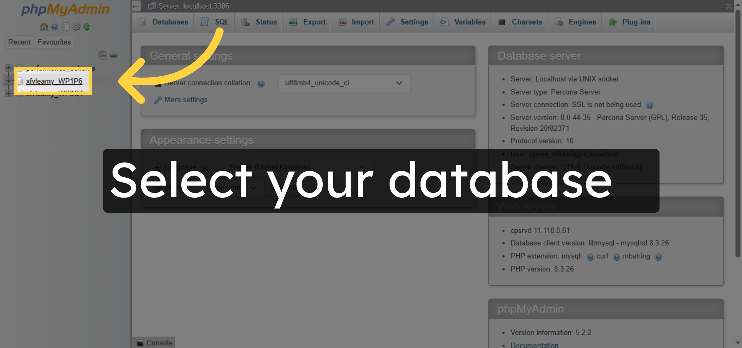 Select WordPress Database