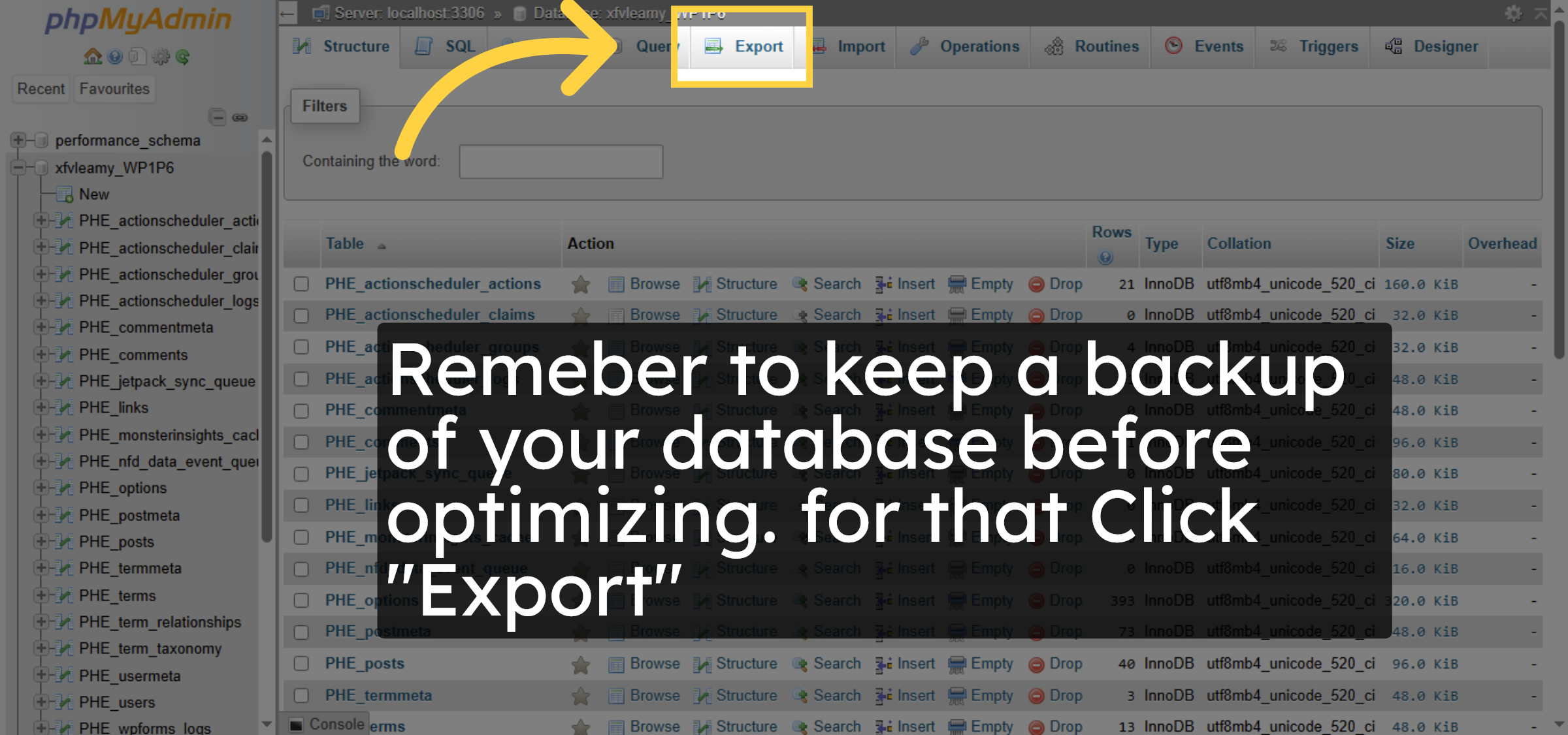 Backup your database