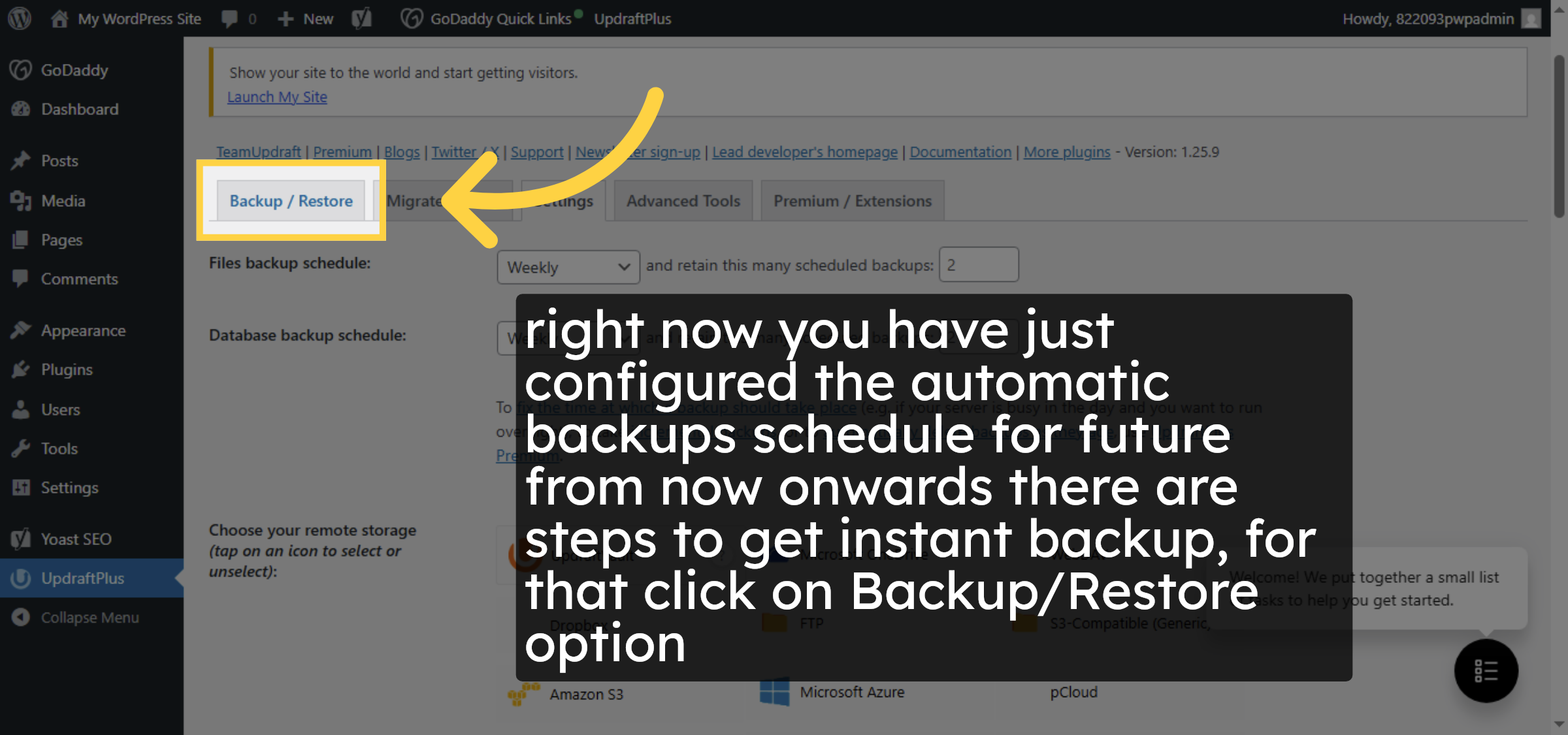 Open Backup Restore Tab