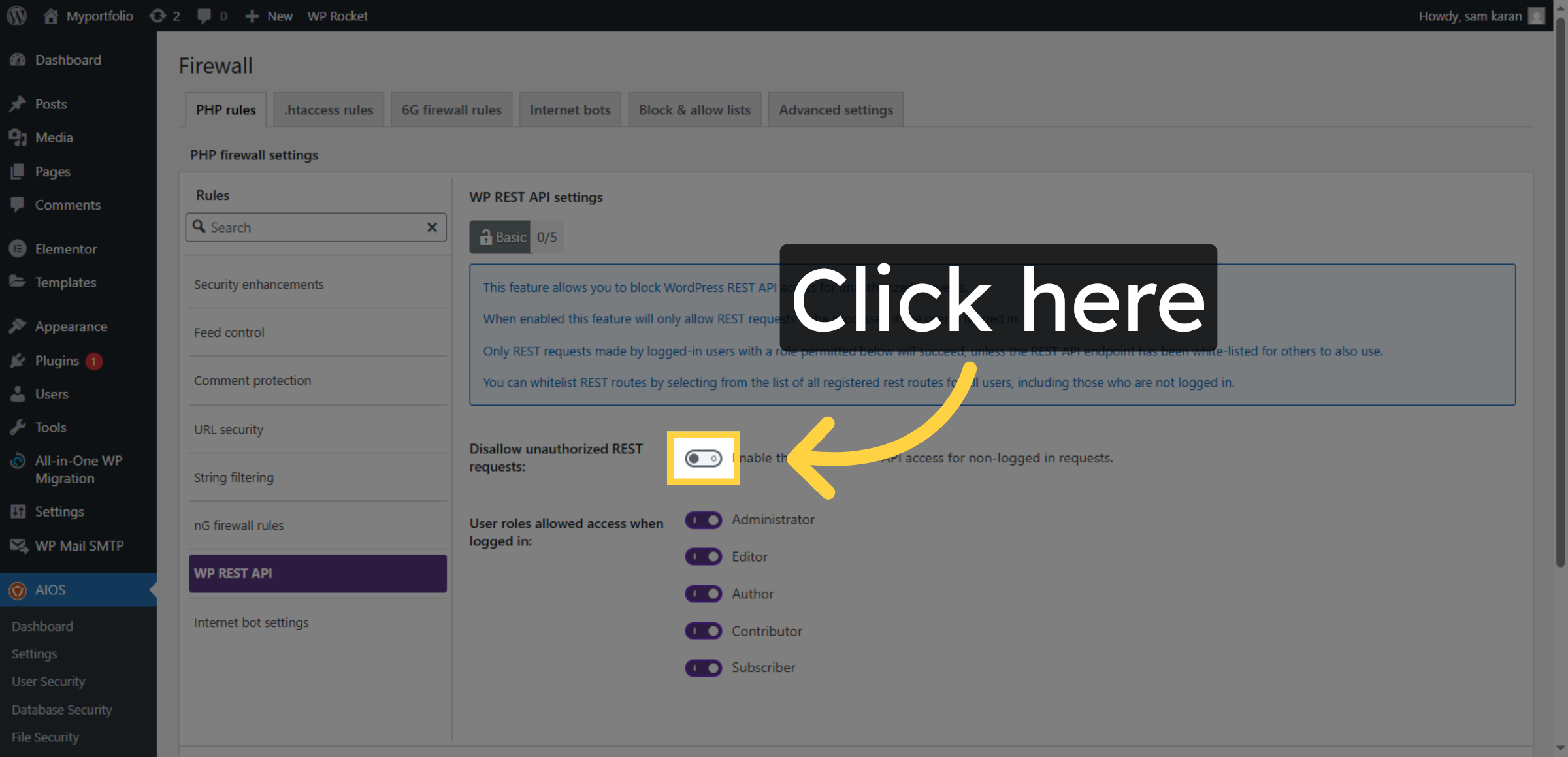 Enable WP REST API Protection