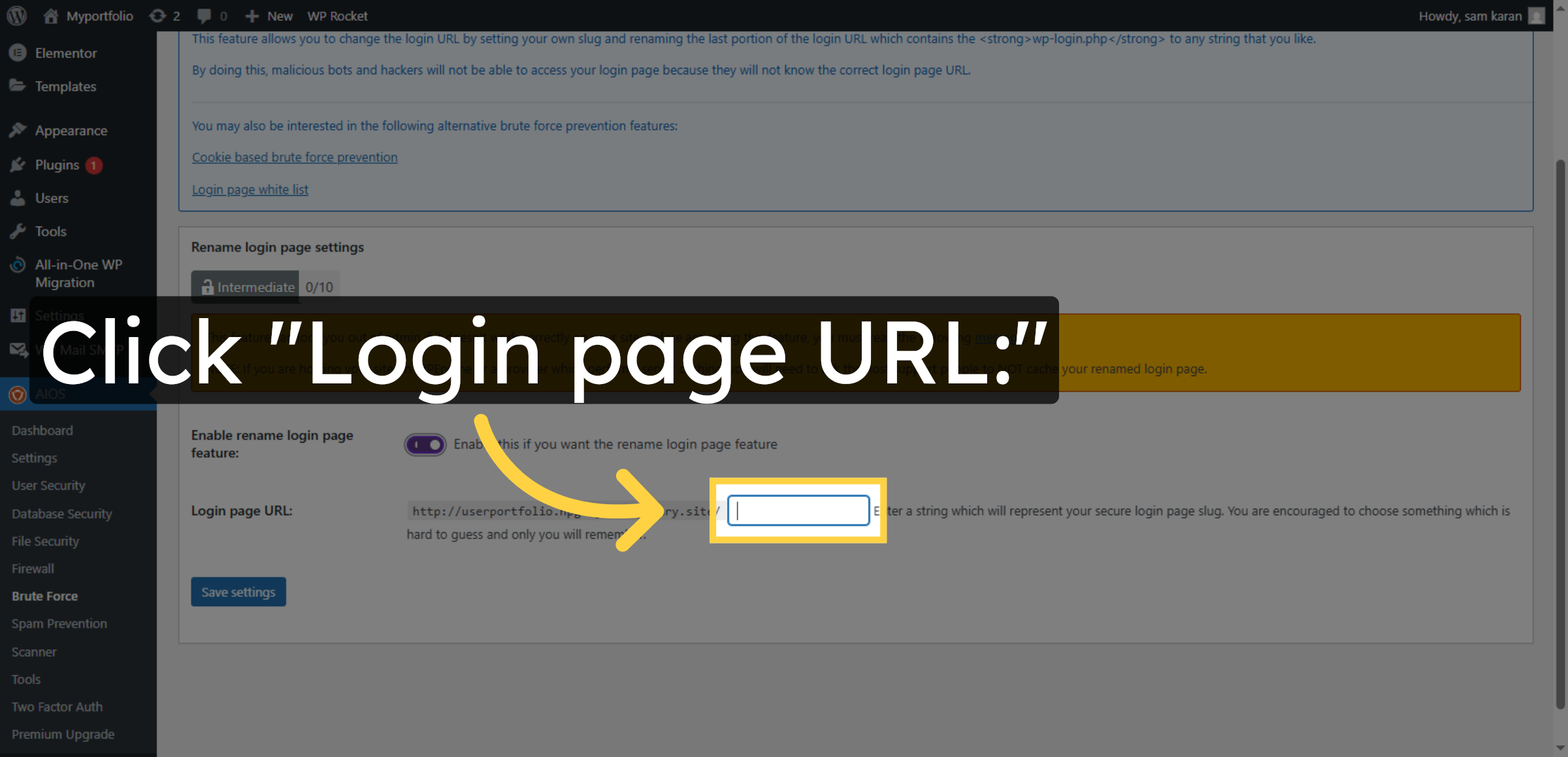 Open Login Page URL Setting