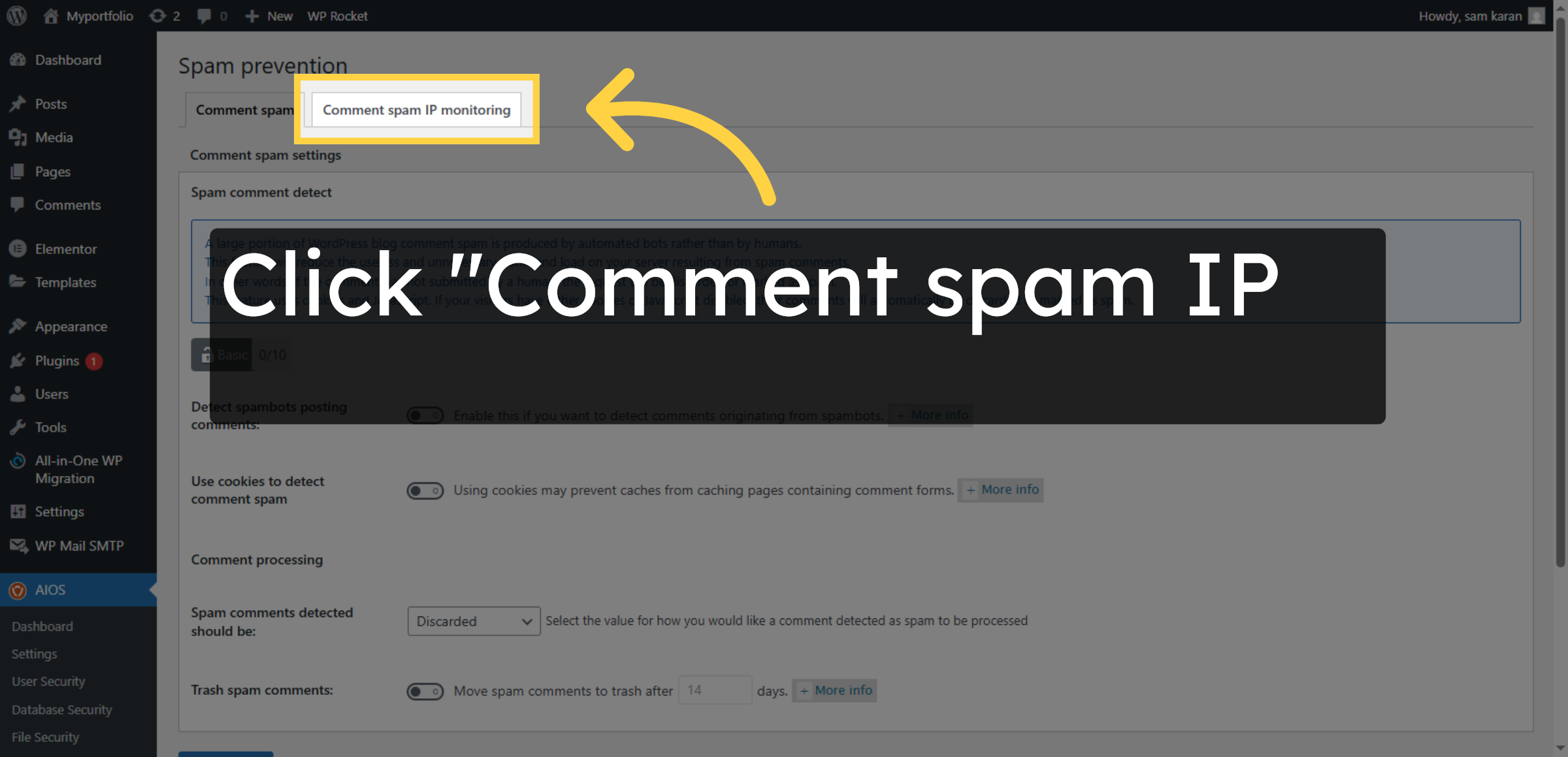 Select Comment Spam IP Monitoring