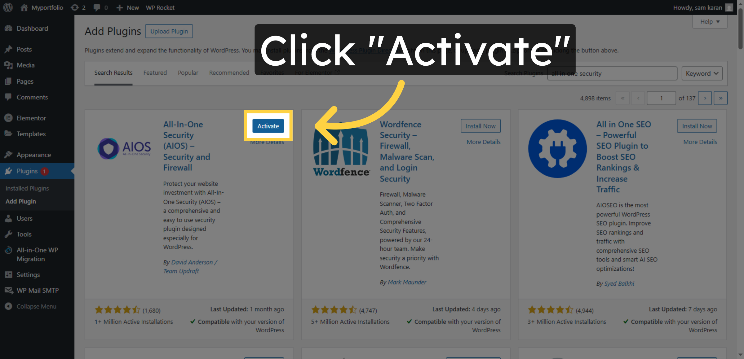 Activate Security Plugin