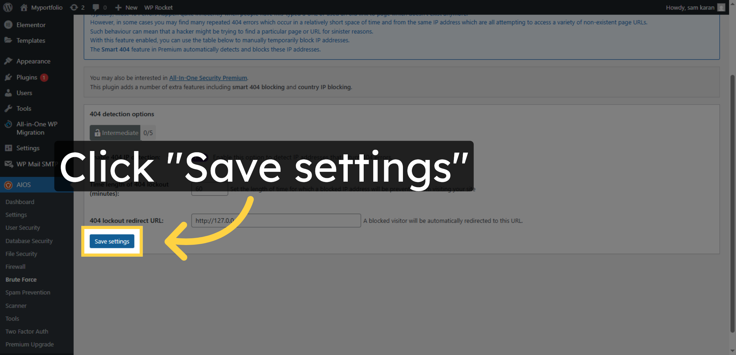 Save 404 Detection Settings