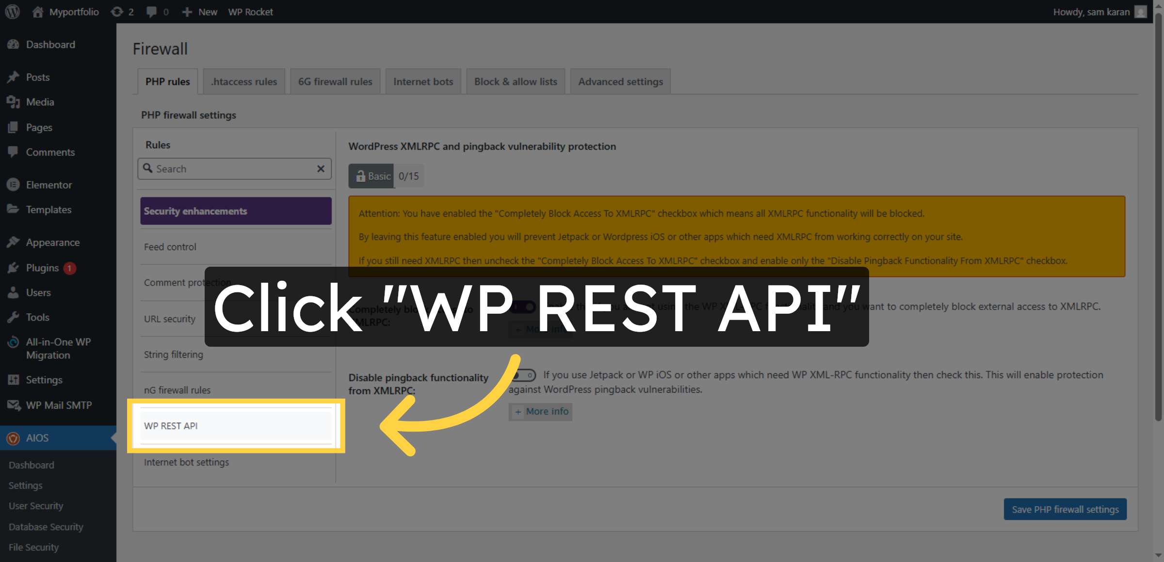 Select WP REST API