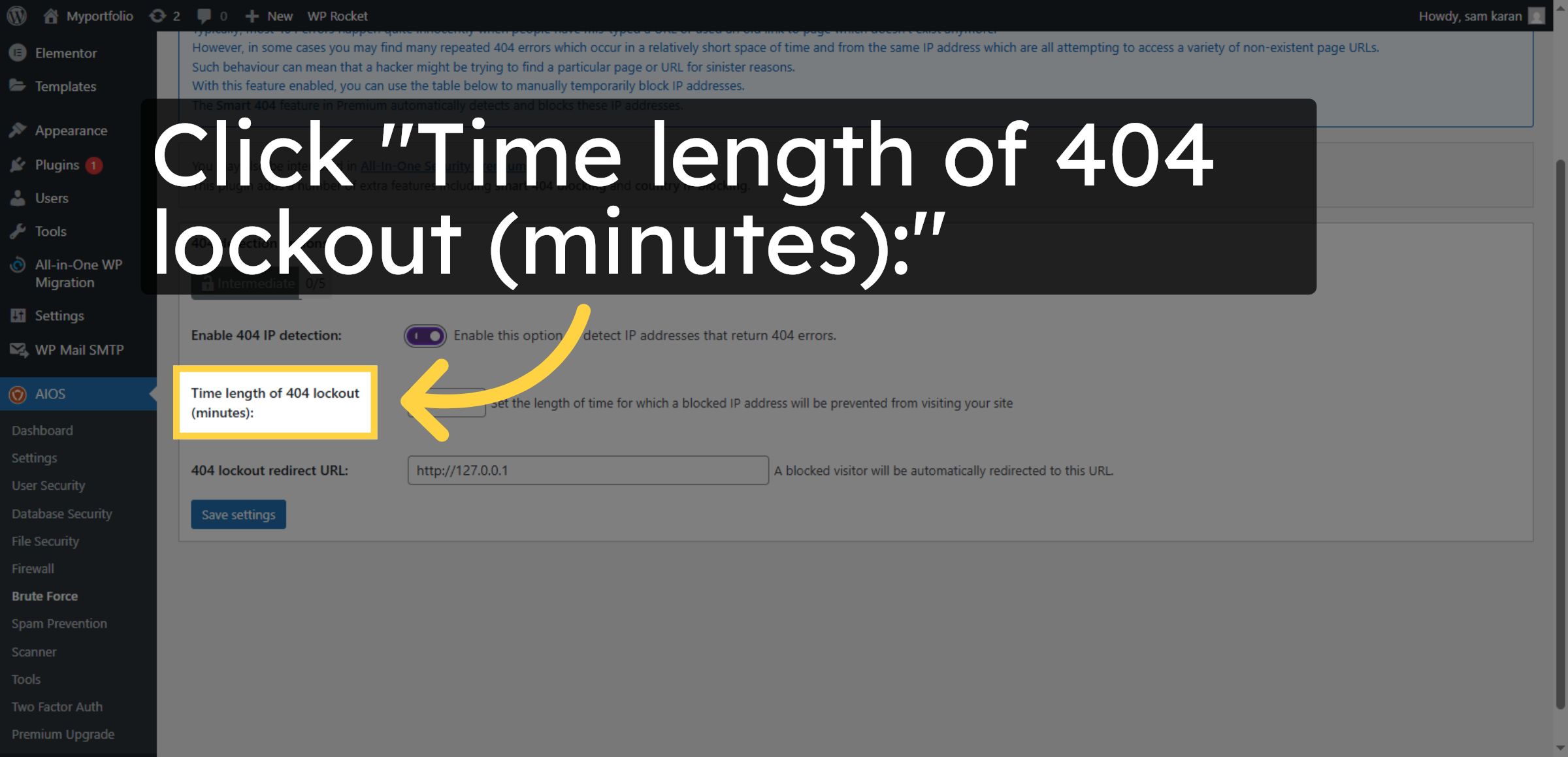 Set Time Length of 404 Lockout