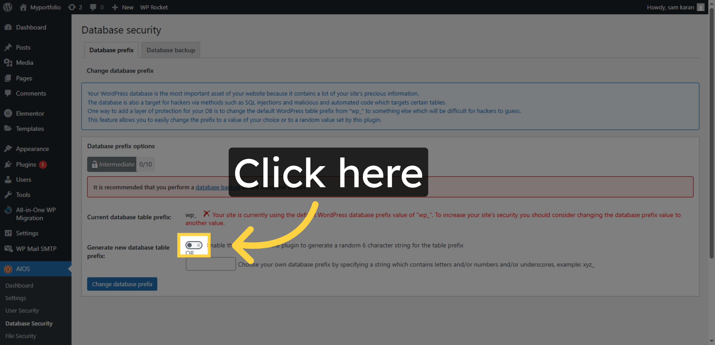 Enable Generate New Database Table Prefix