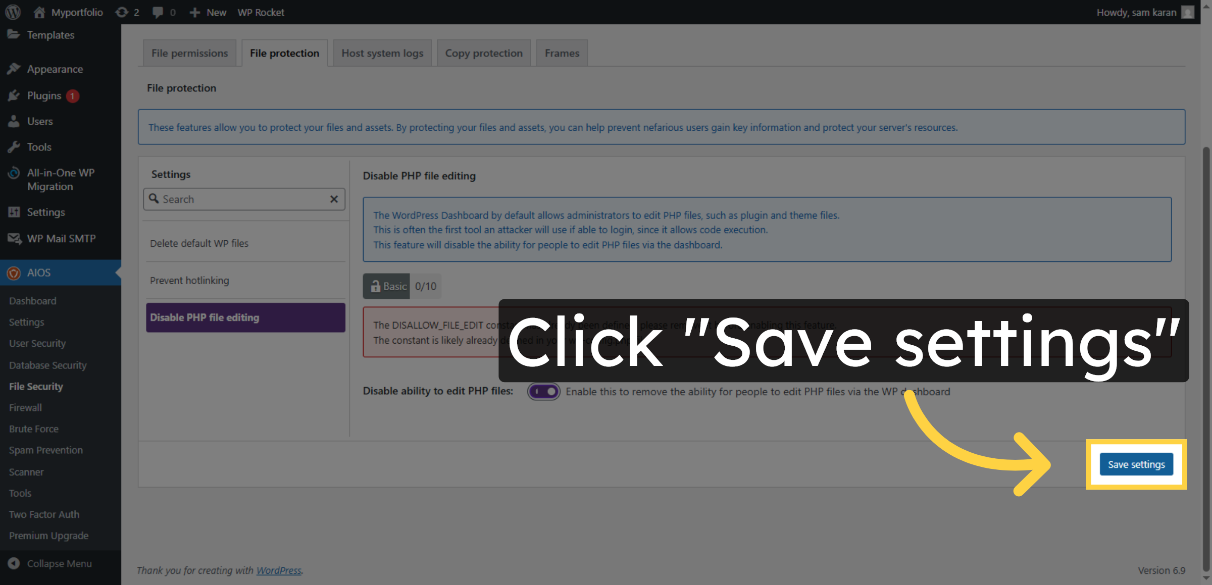 Save File Security Settings
