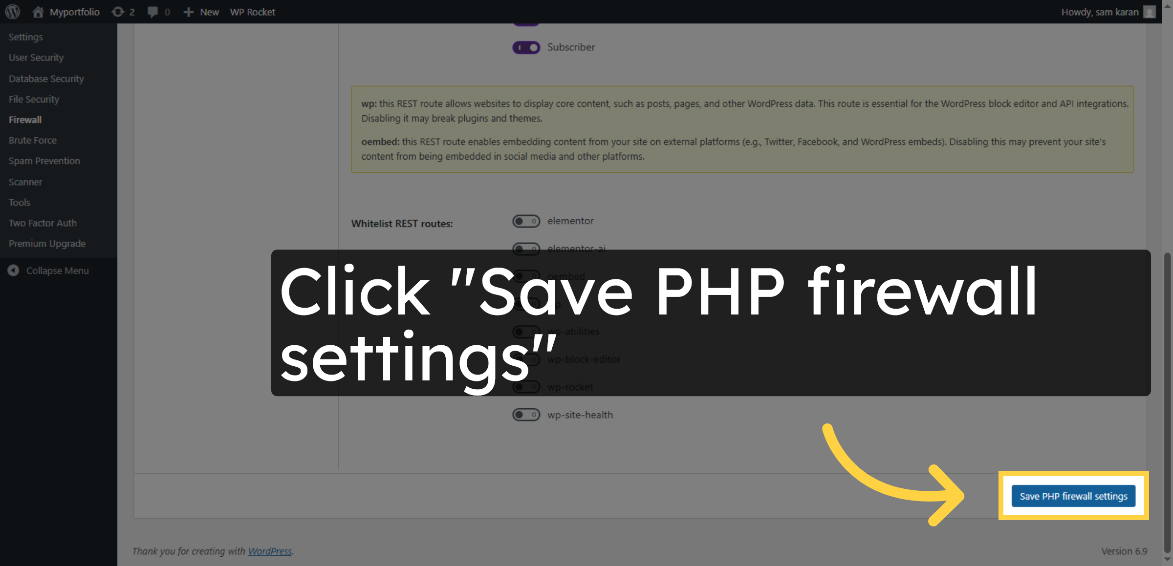 Save PHP Firewall Settings
