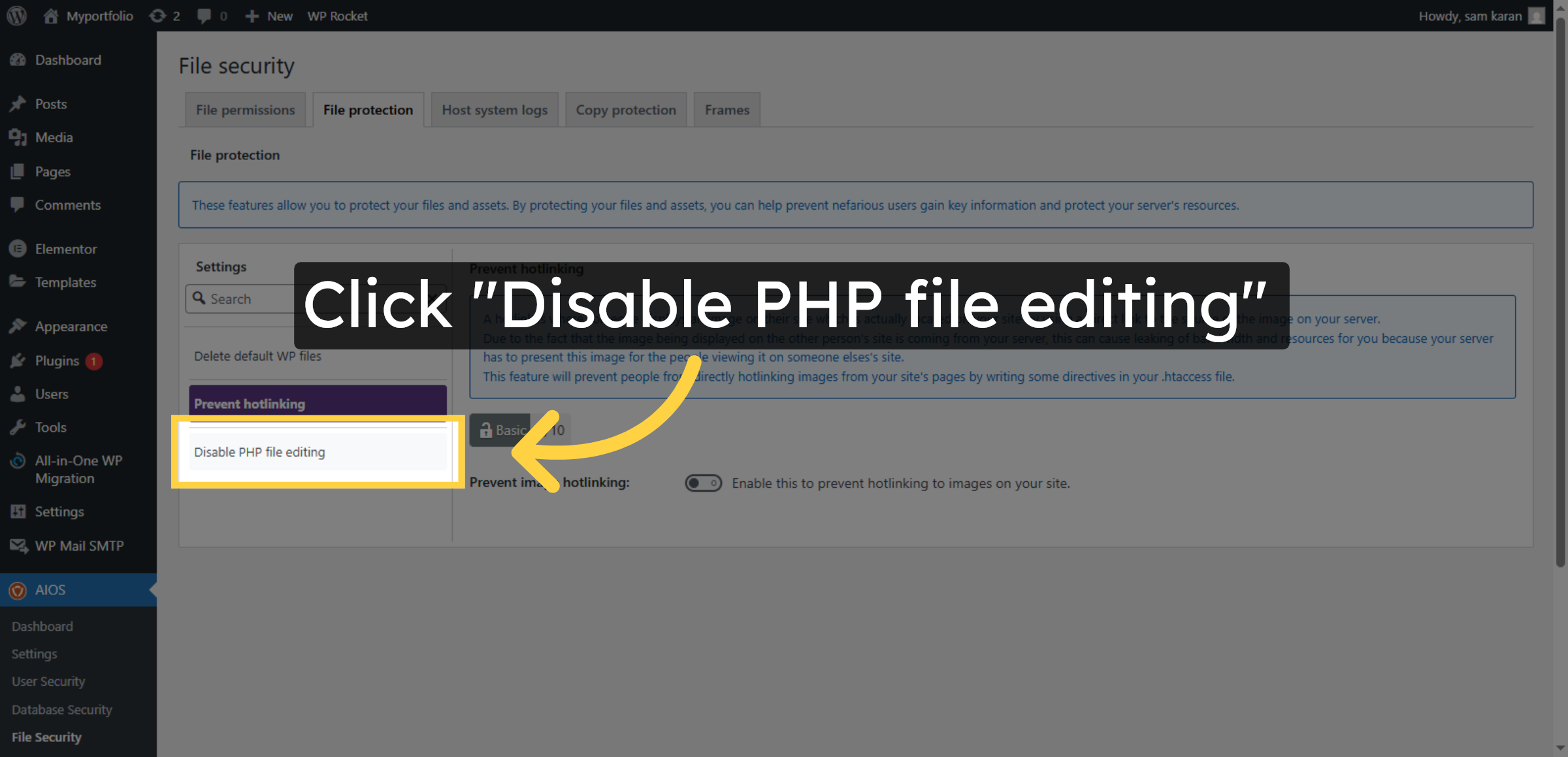 Disable PHP File Editing