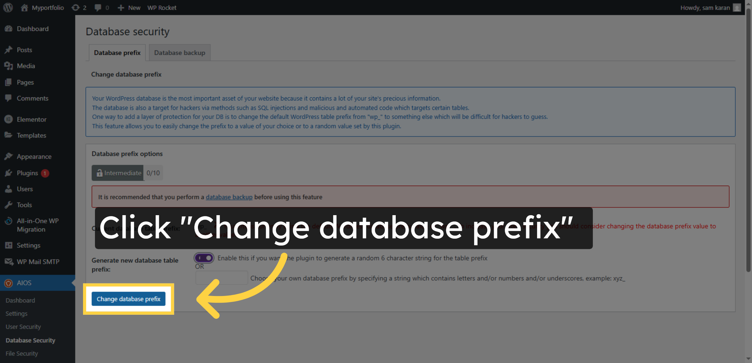 Change Database Prefix
