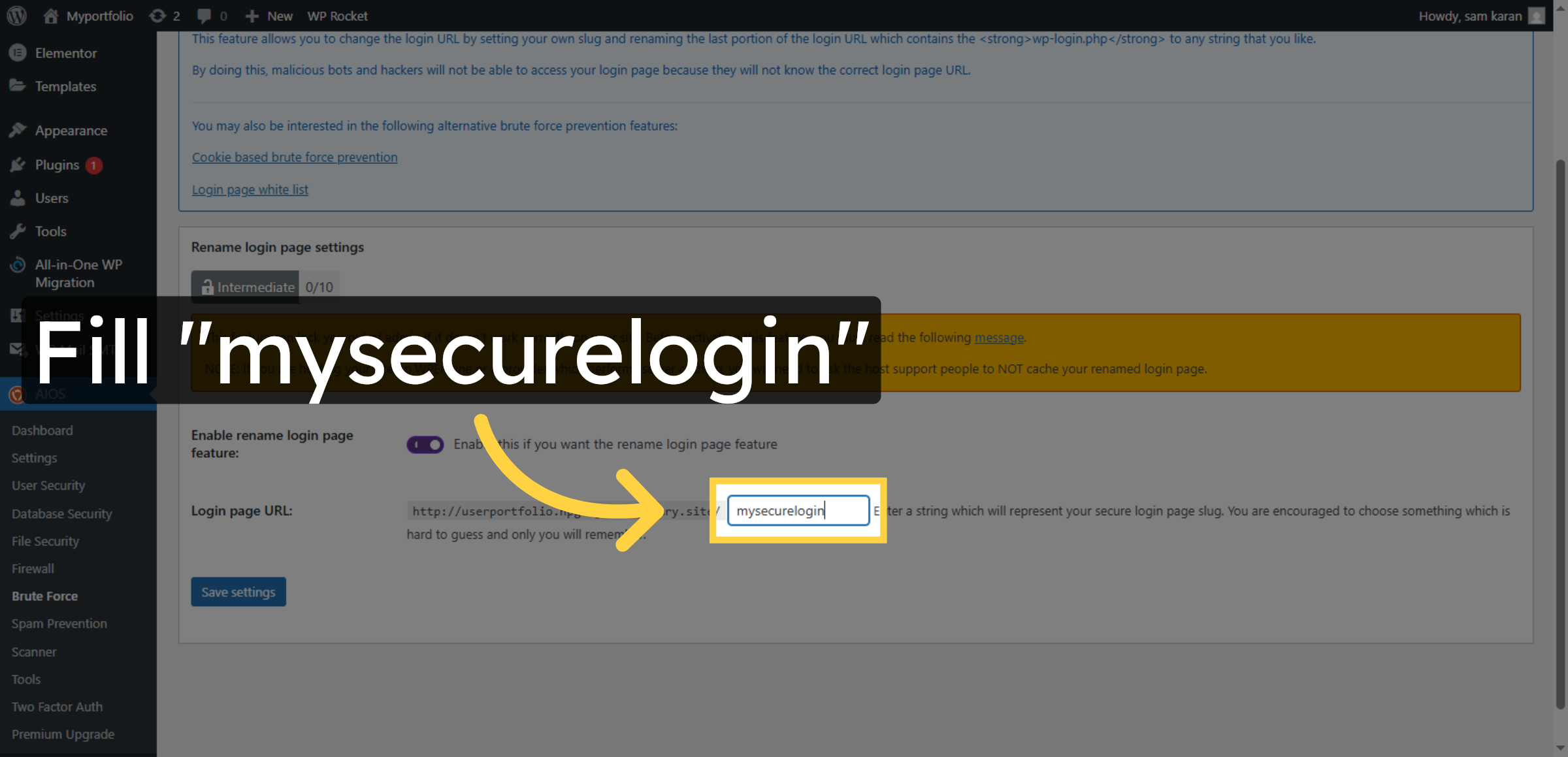 Enter Custom Login URL
