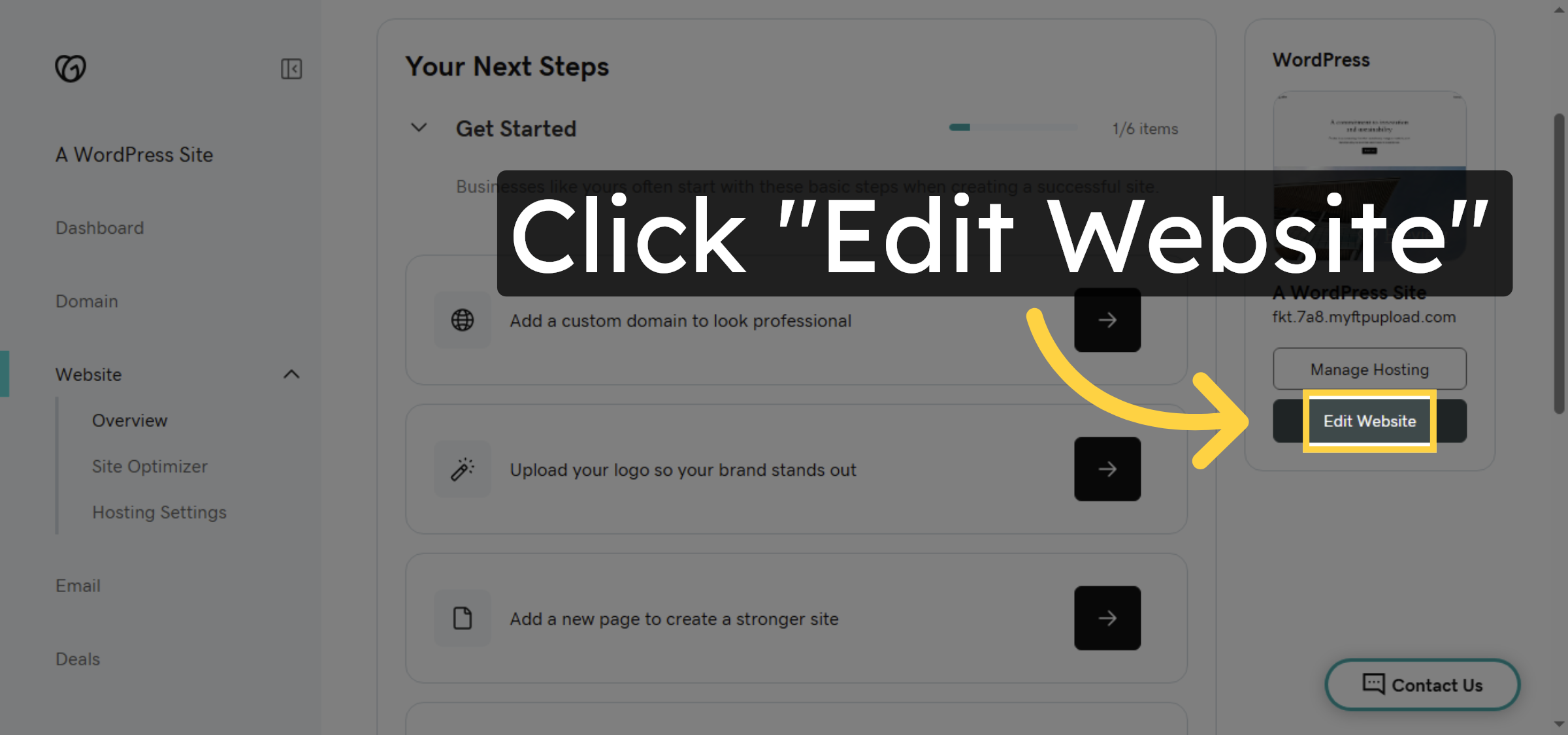 Click Edit Website