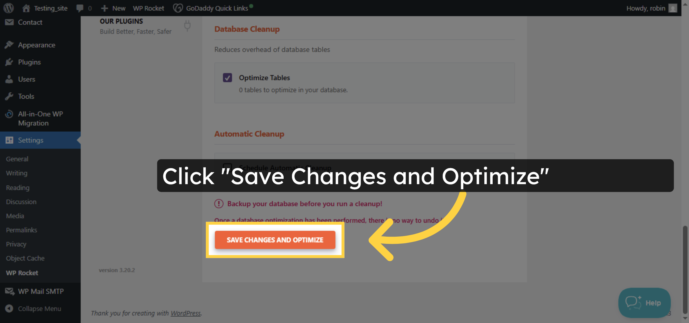 Save And Optimize Database