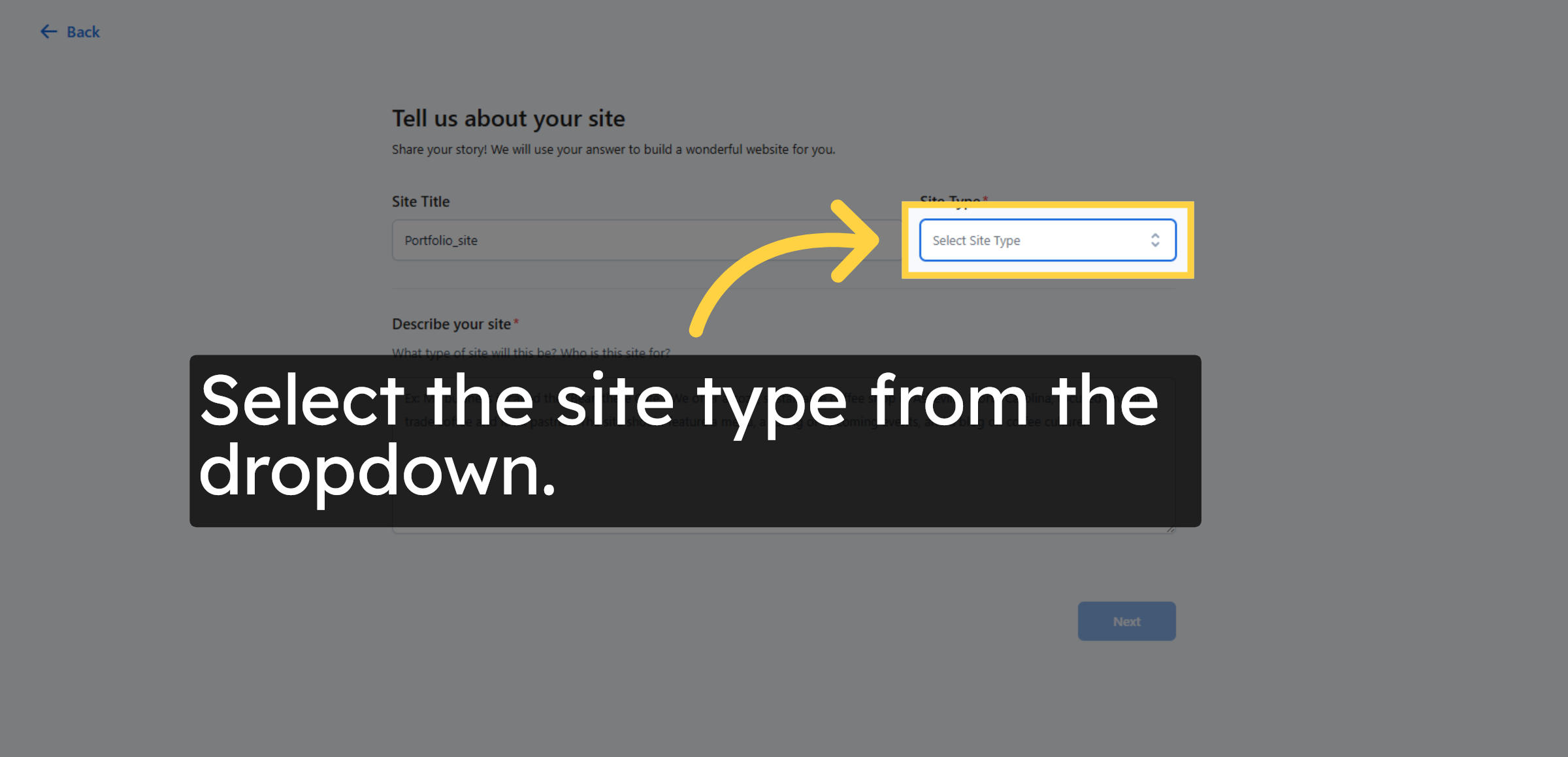 Select Site Type