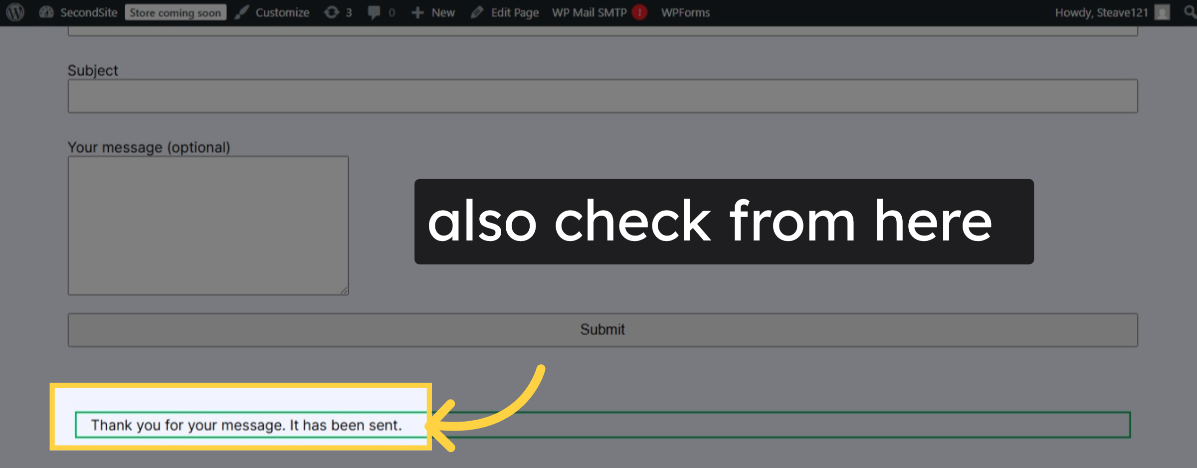 Check from contact form
