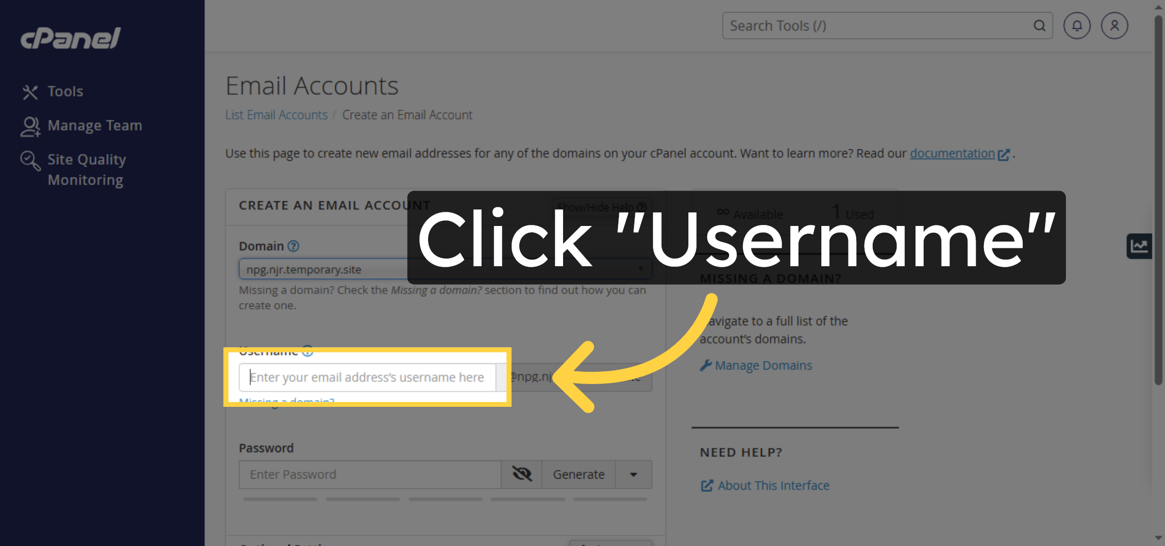 Select Username Field